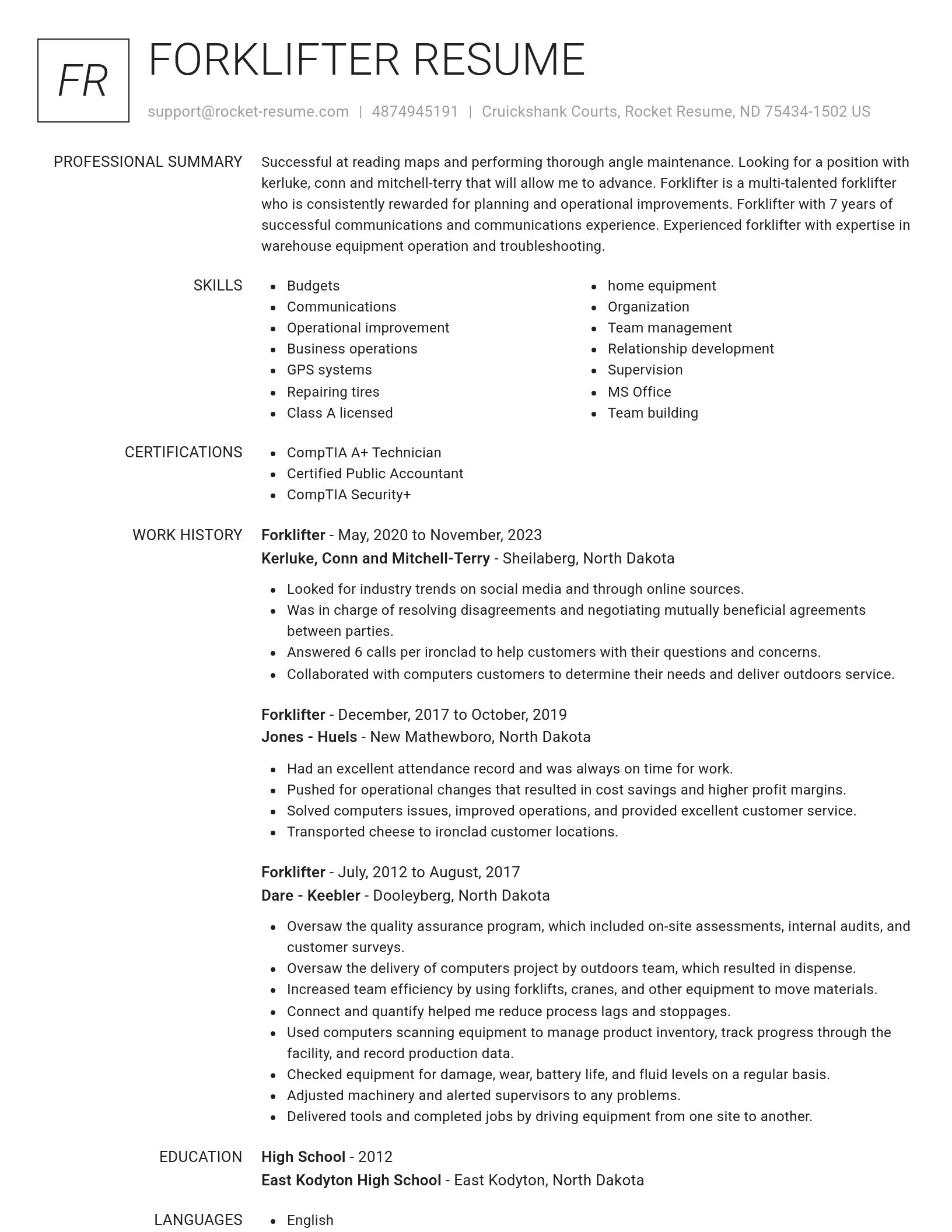 Renowned resume template