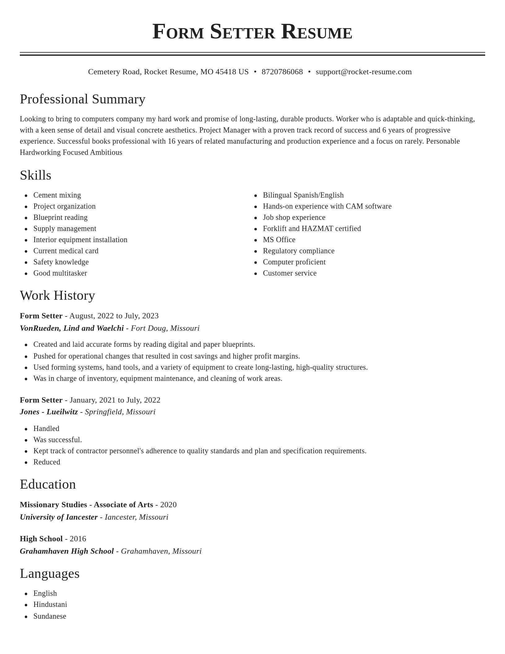 Classic resume template