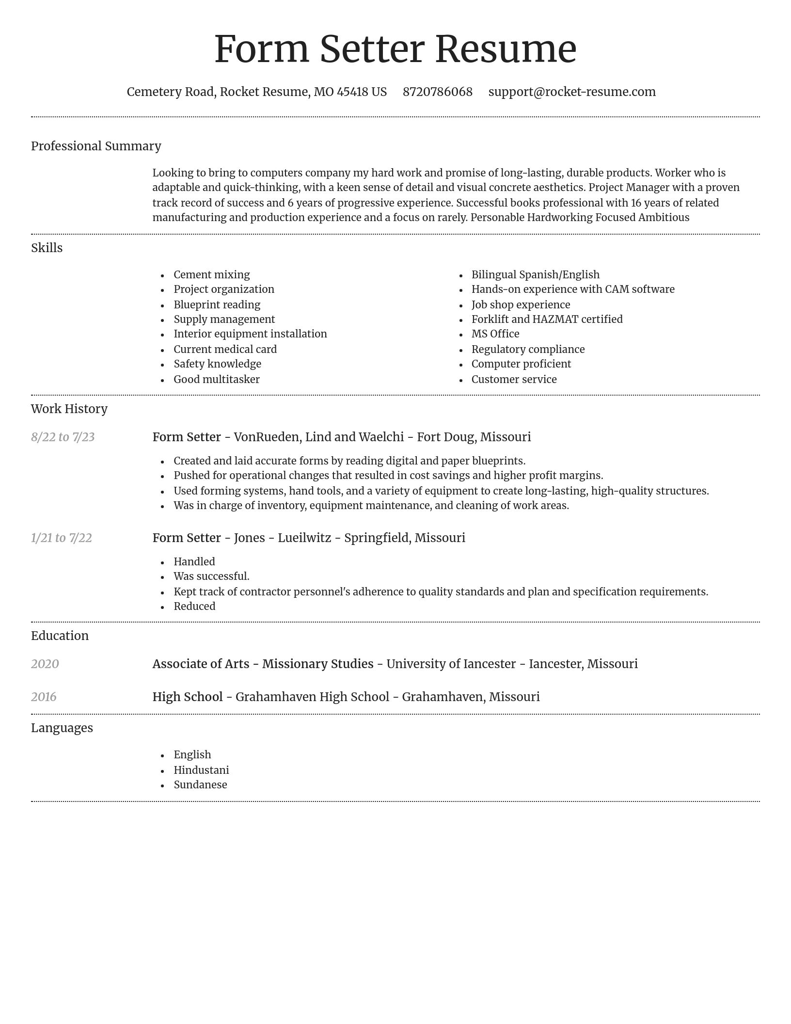 Dignified resume template