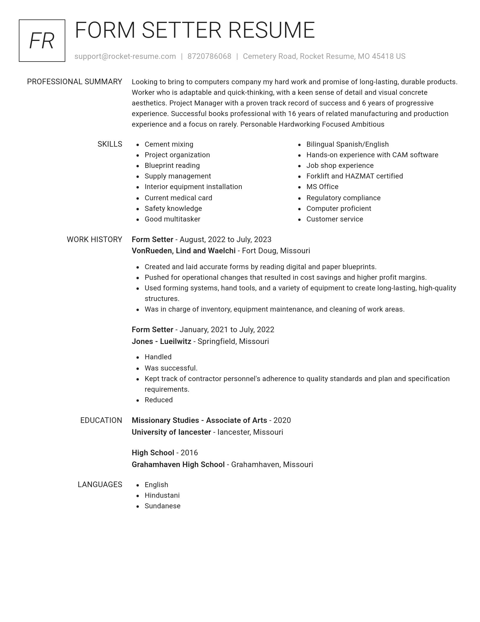 Renowned resume template