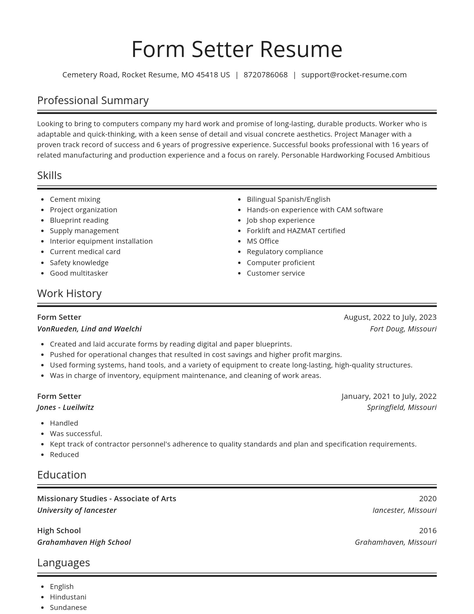 Spotlight resume template
