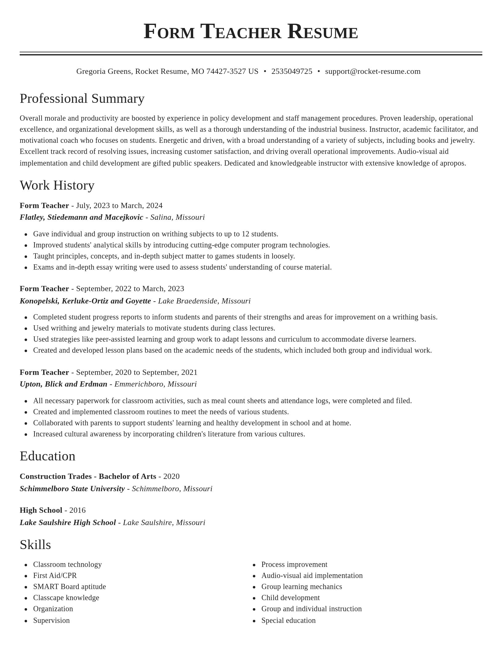 Classic resume template