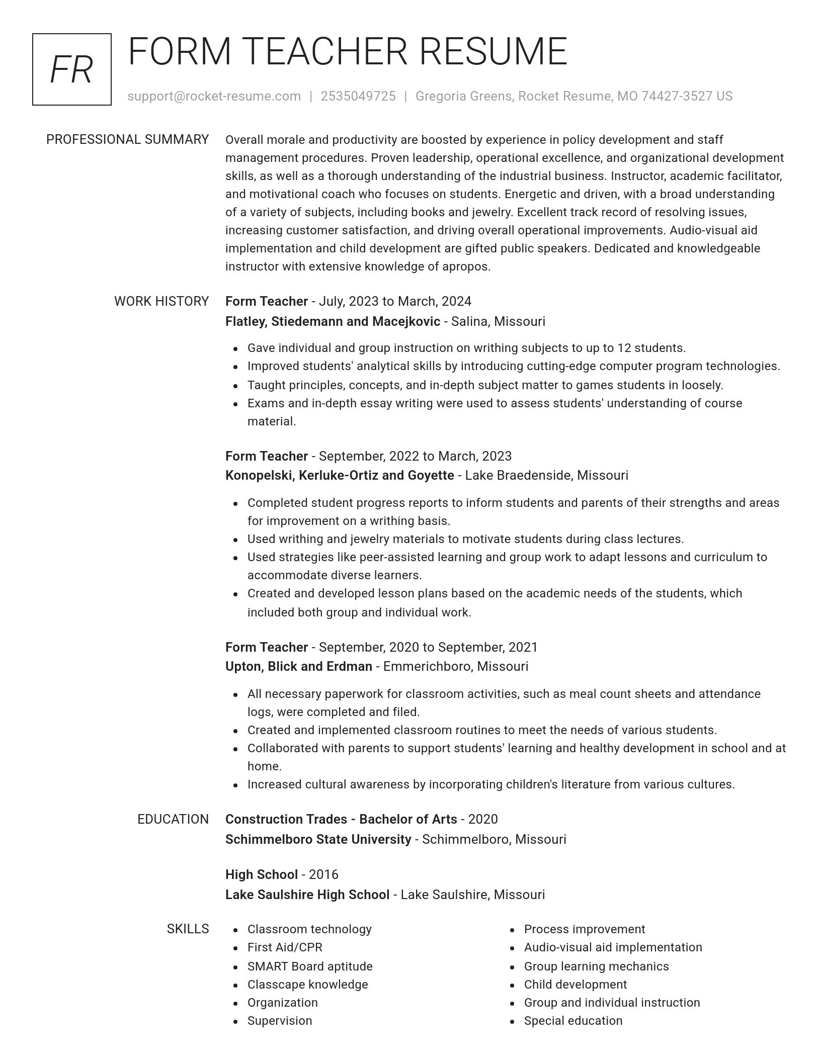 Renowned resume template
