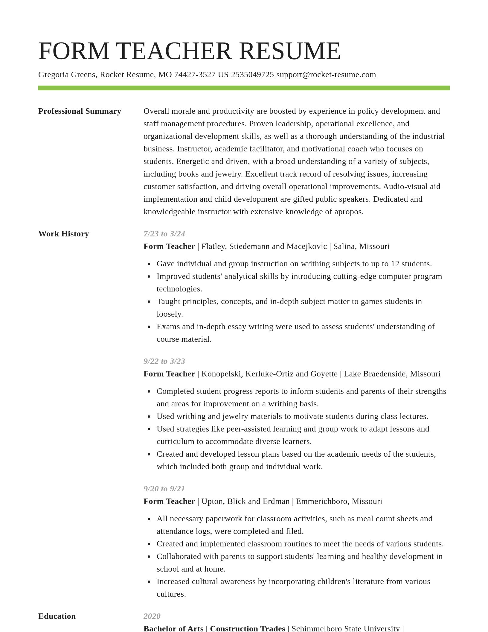 Smart resume template