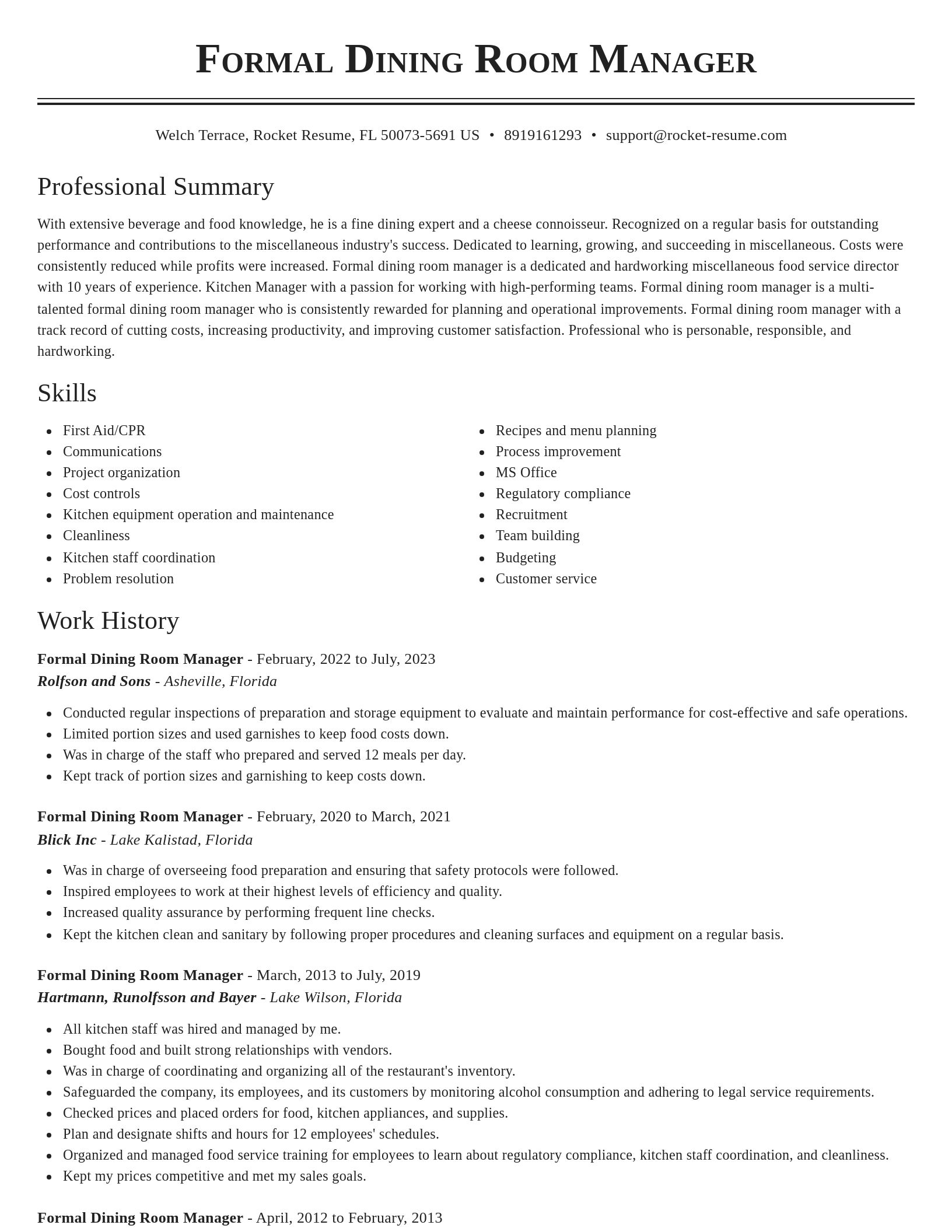 Classic resume template