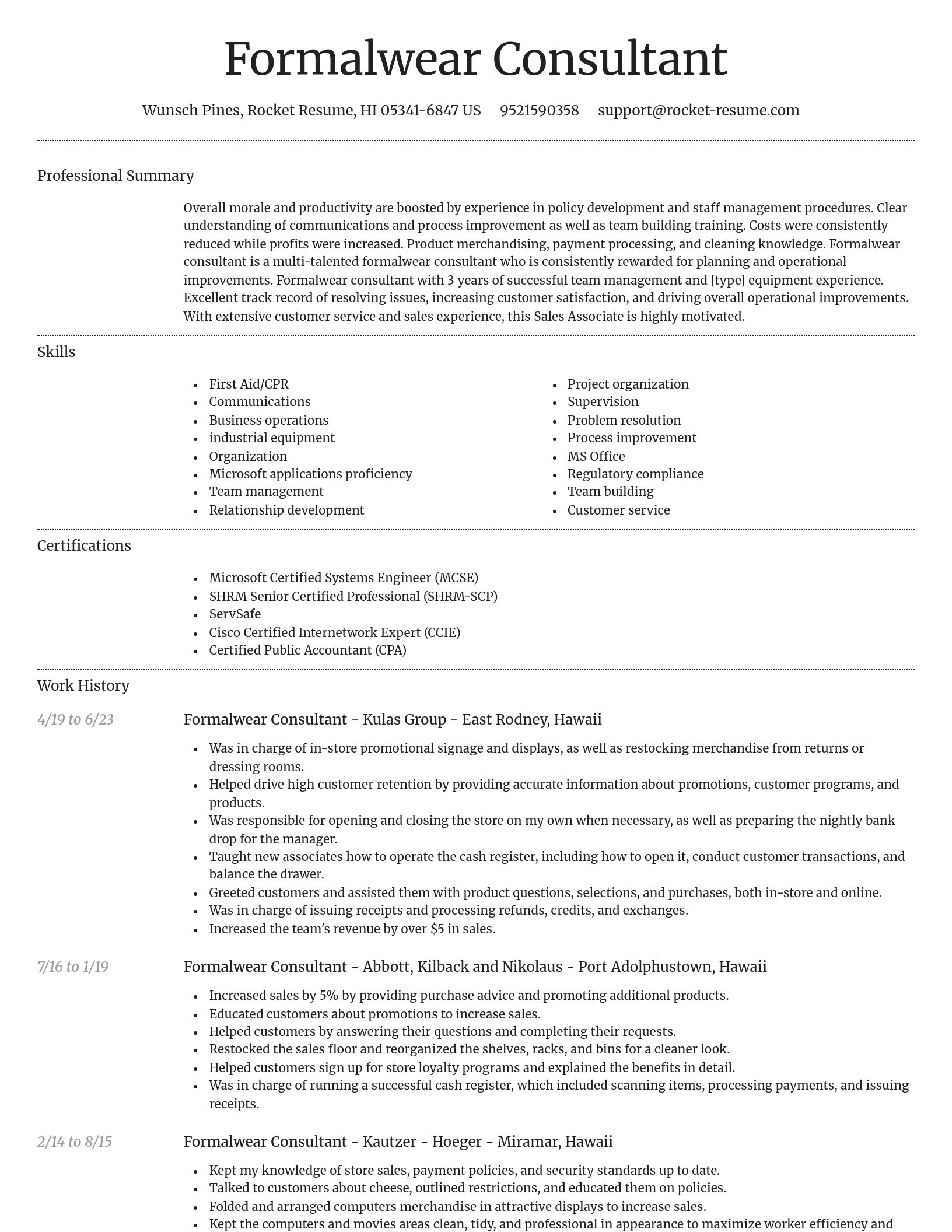 Dignified resume template