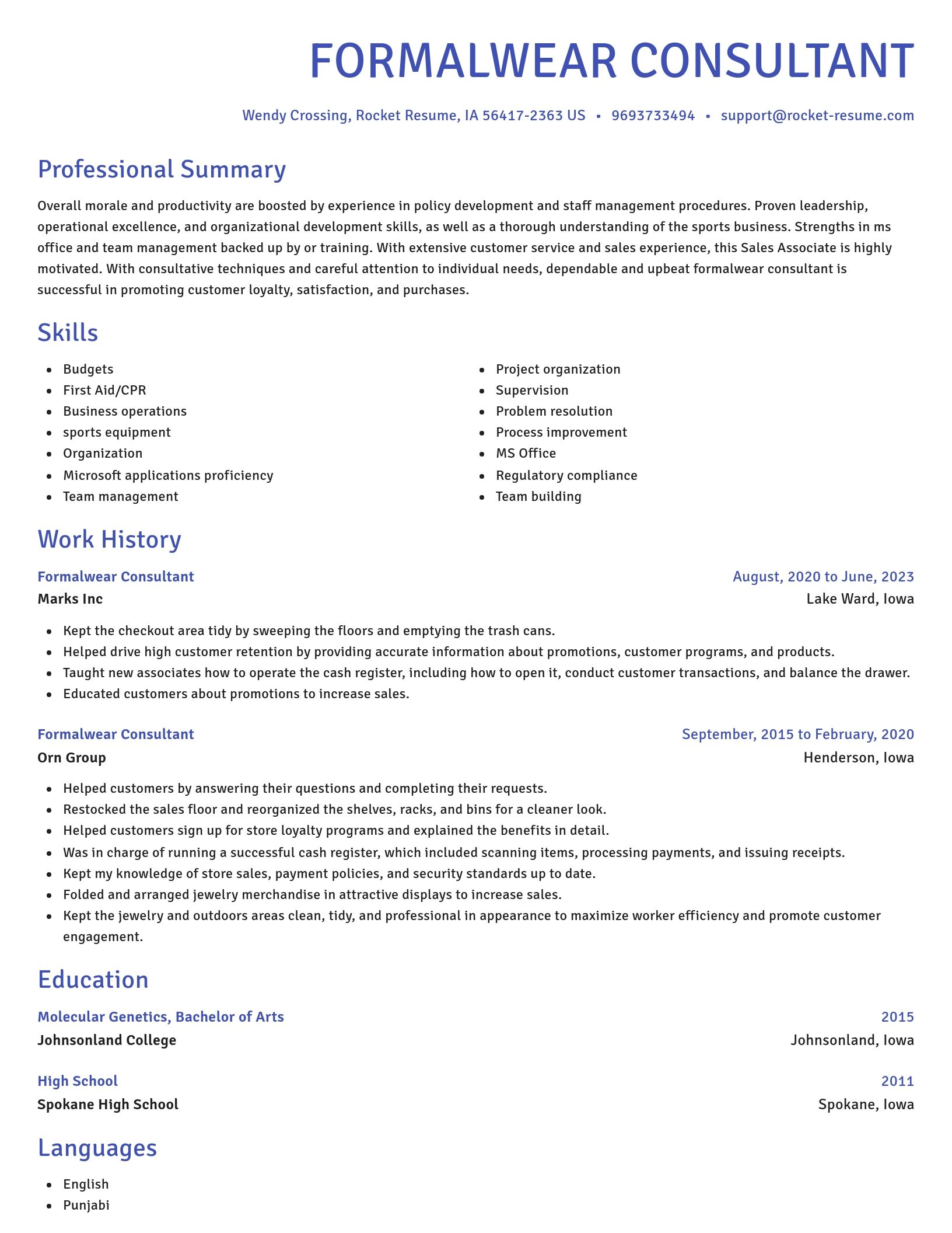 Novel resume template