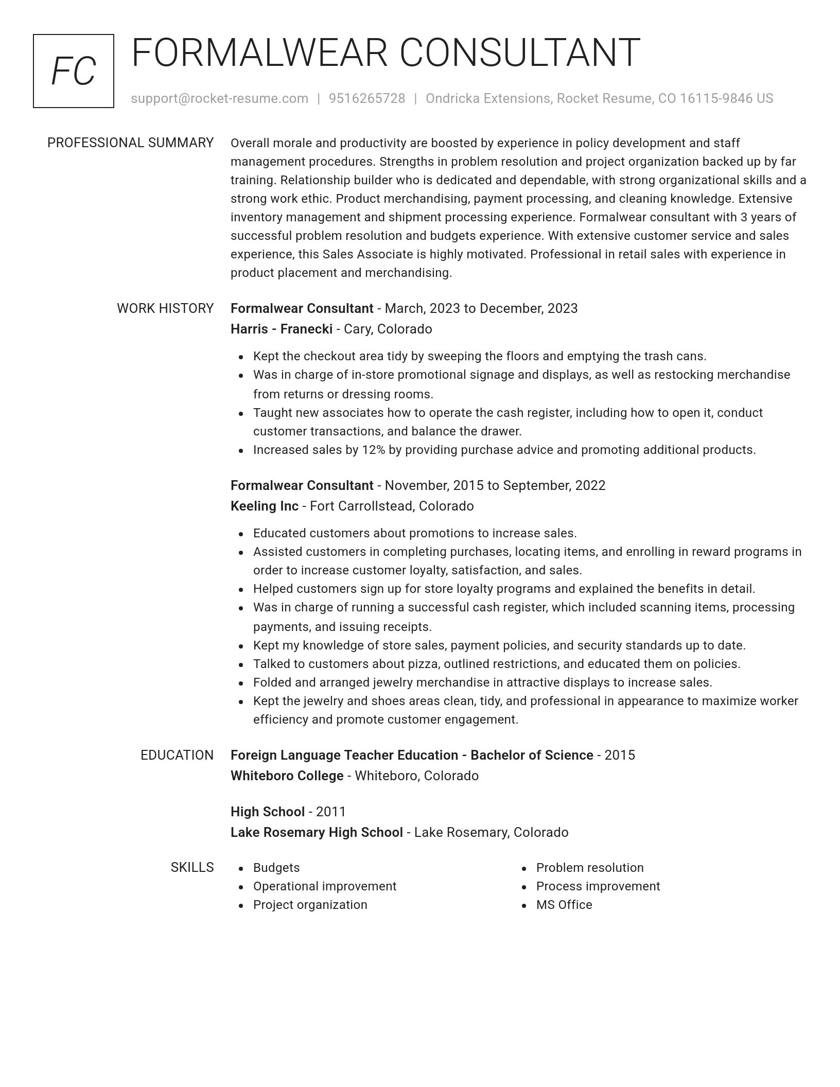 Renowned resume template