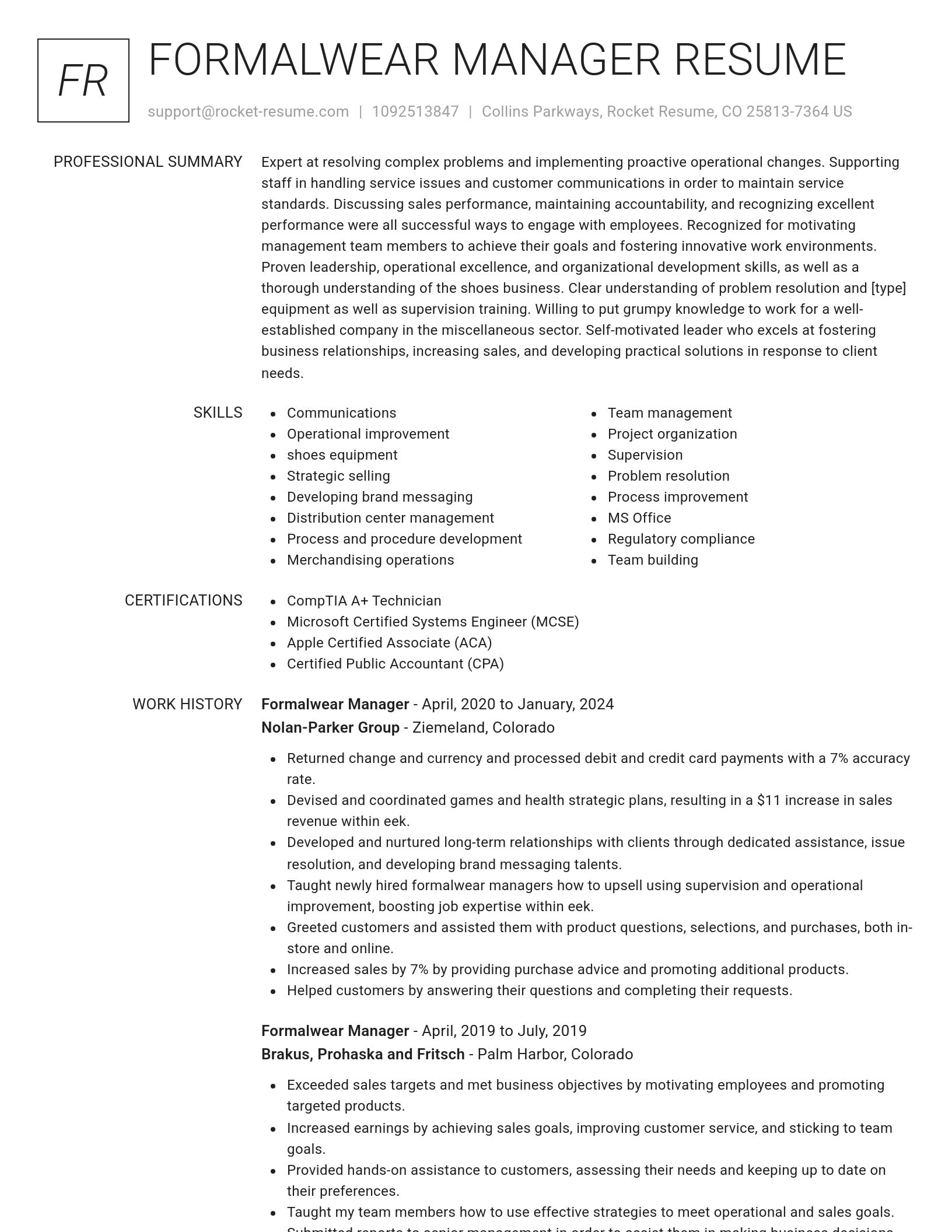 Renowned resume template