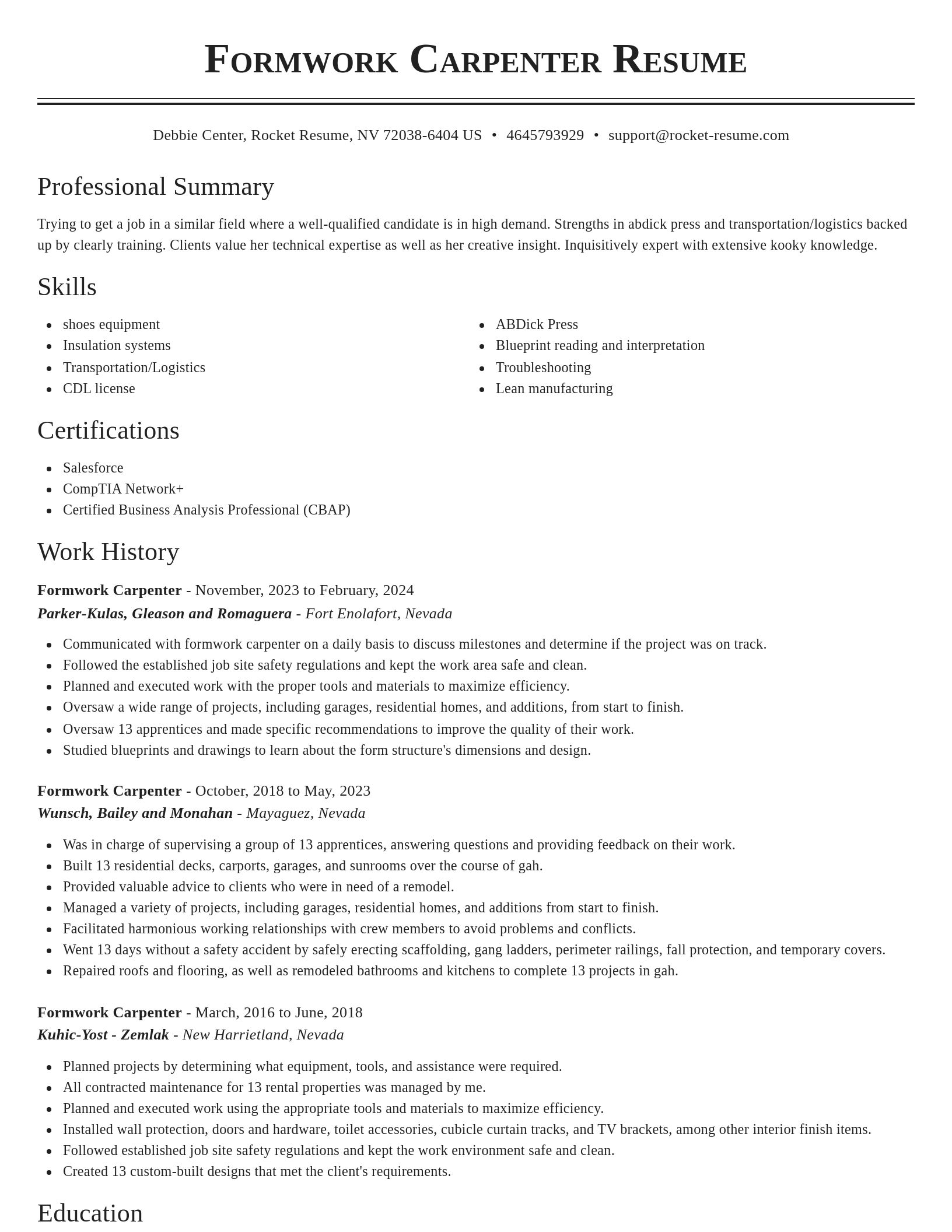 Classic resume template