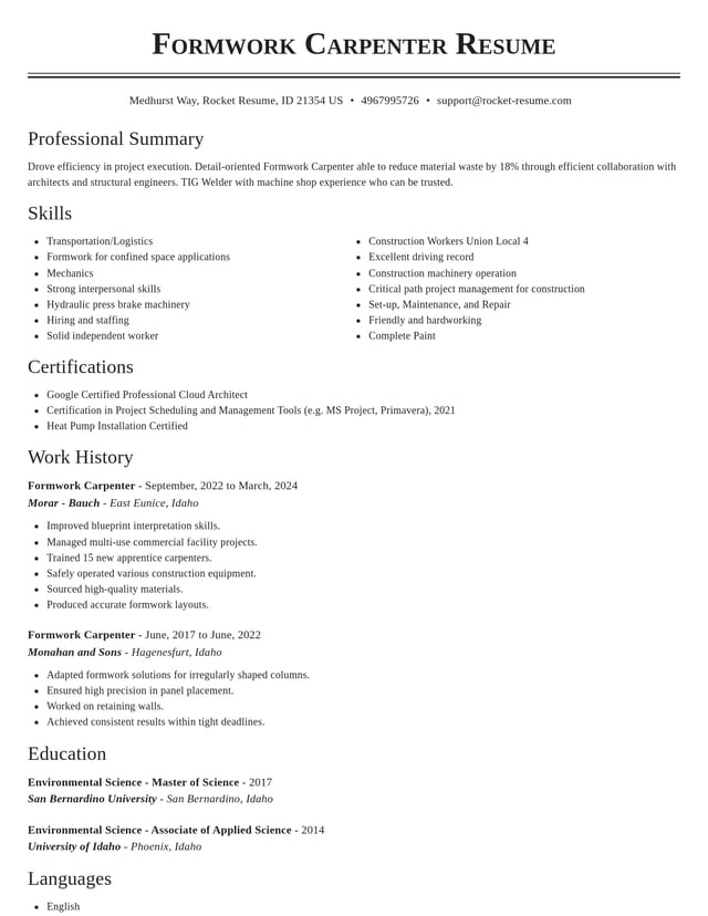 Classic resume template