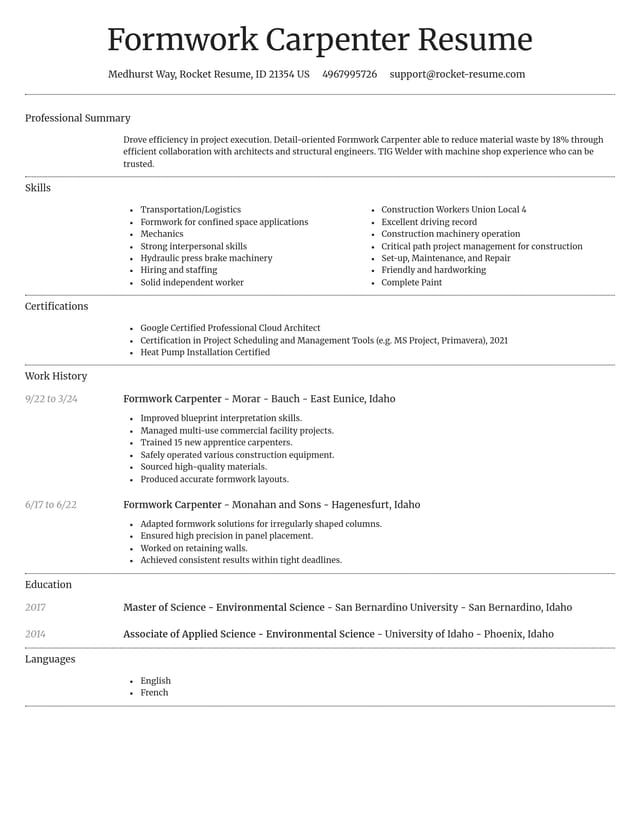 Dignified resume template