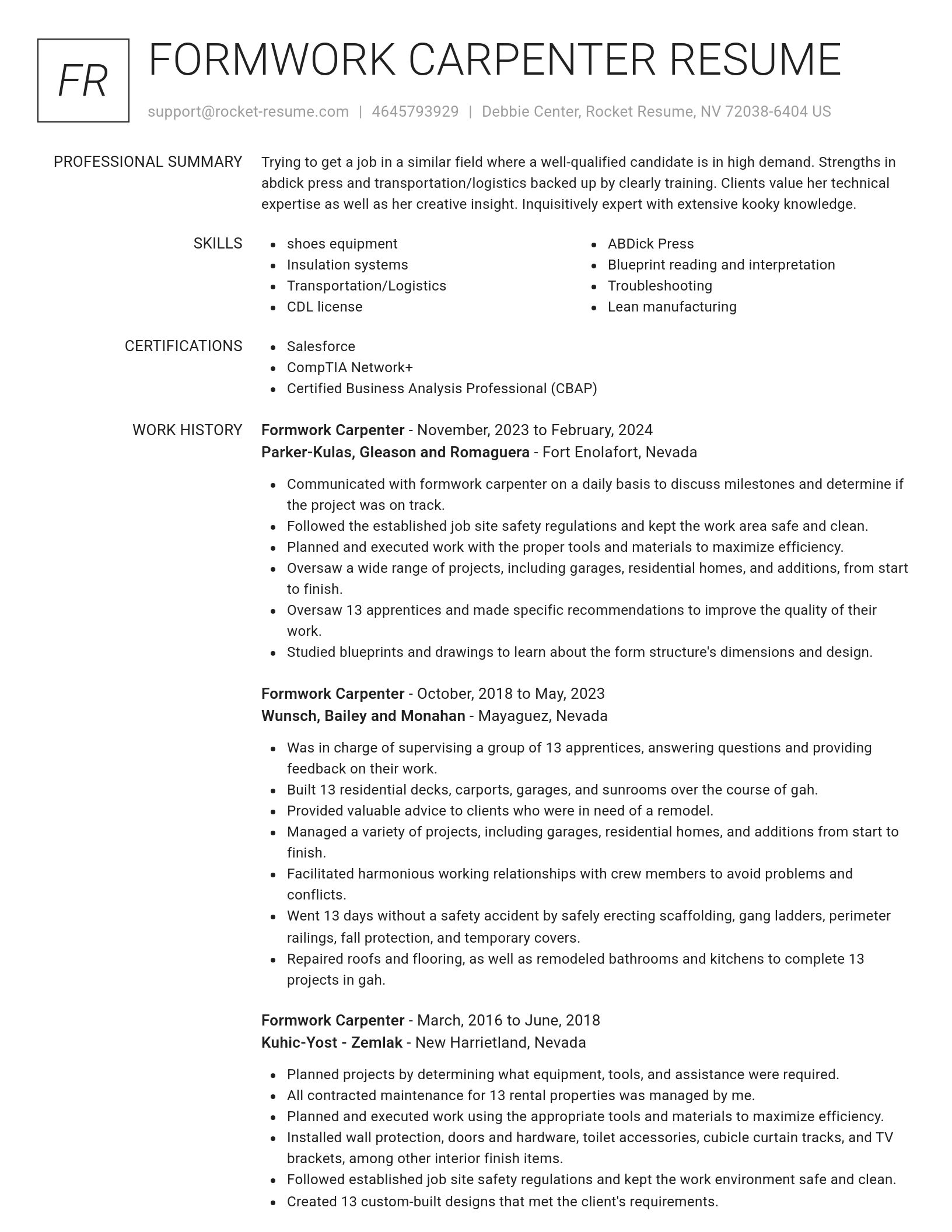Renowned resume template