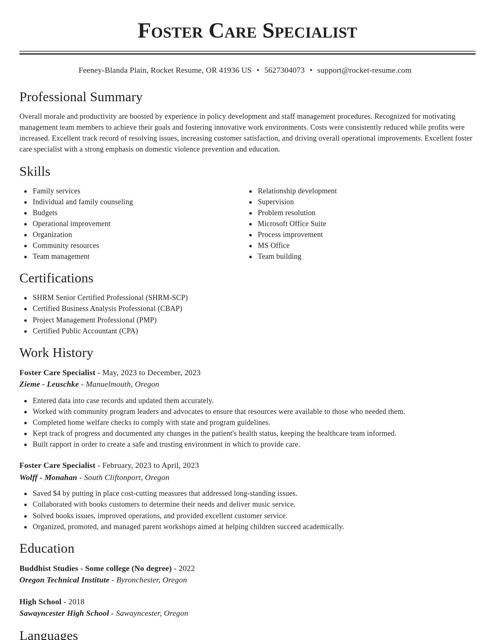 Classic resume template
