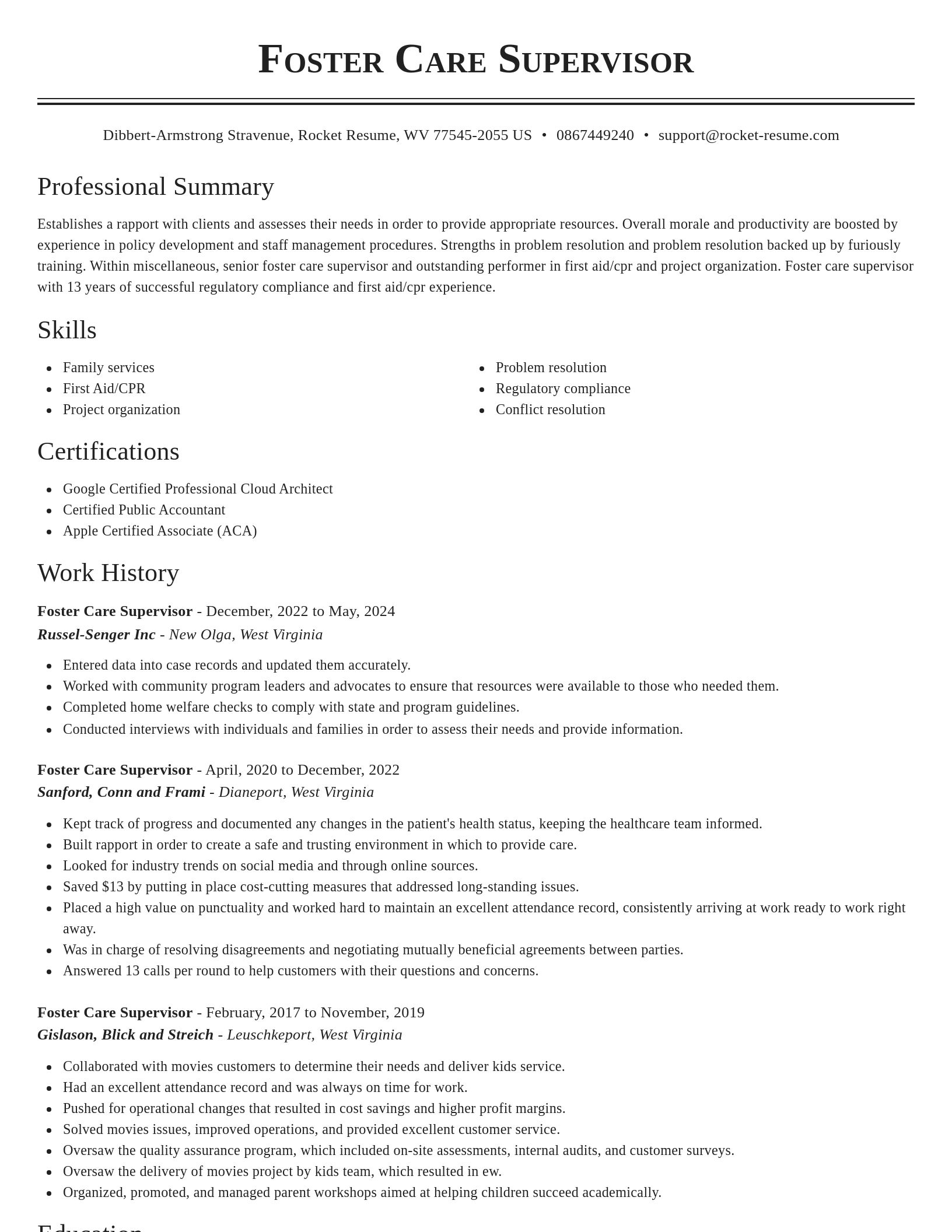 Classic resume template