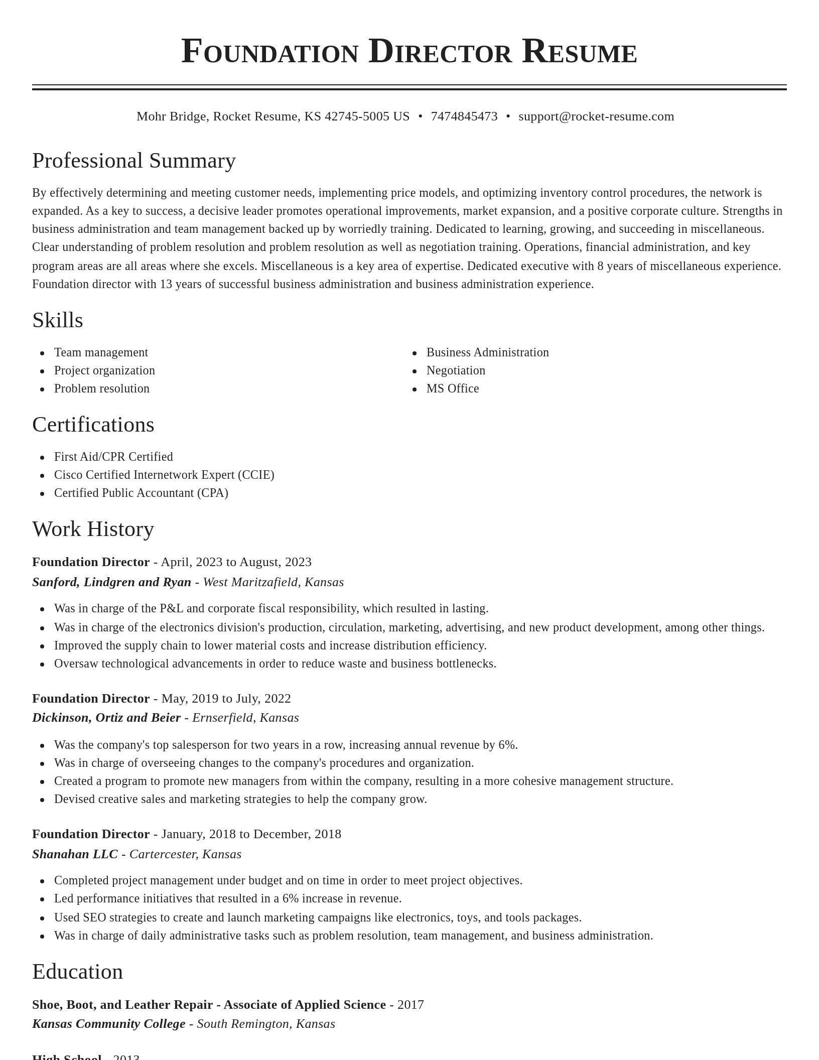 Classic resume template
