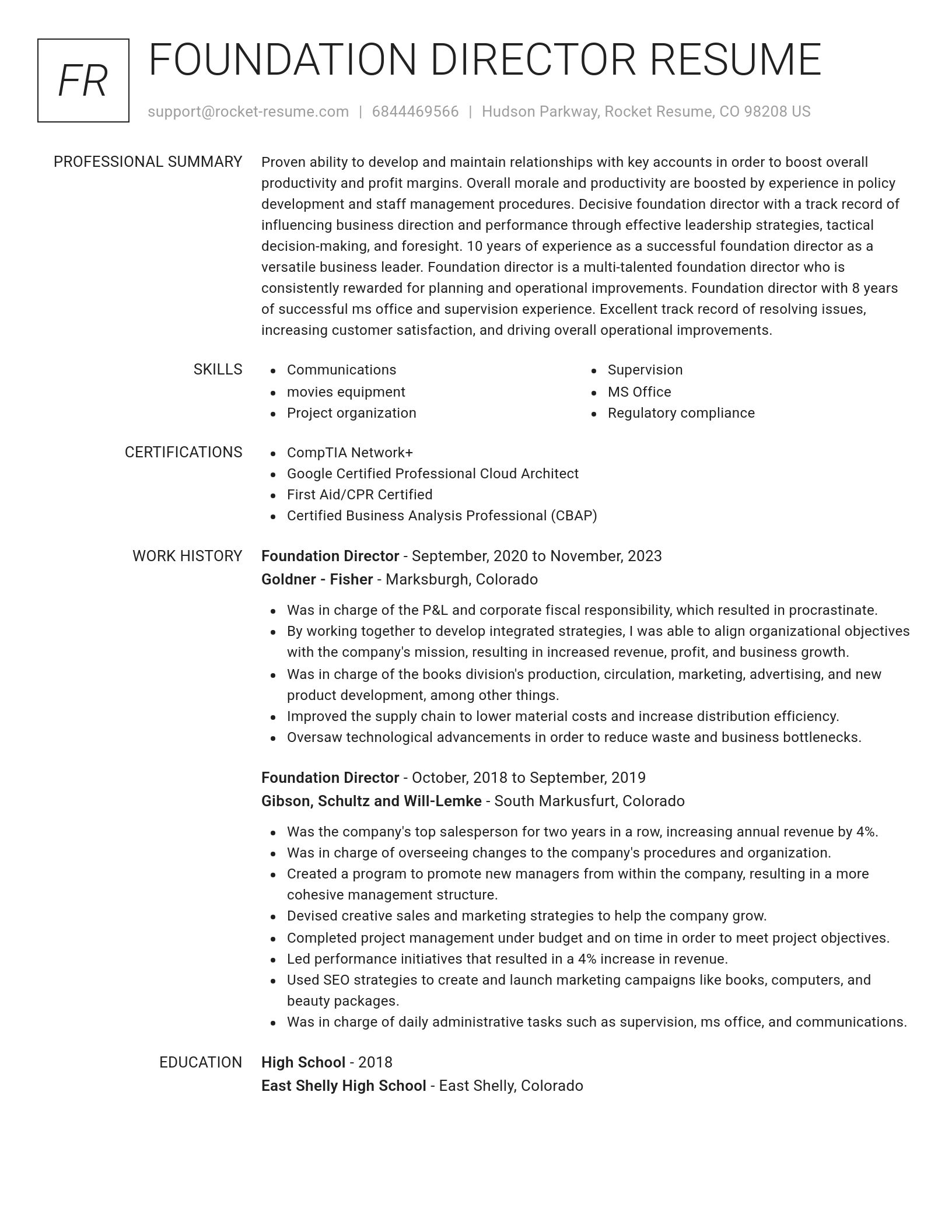 Renowned resume template