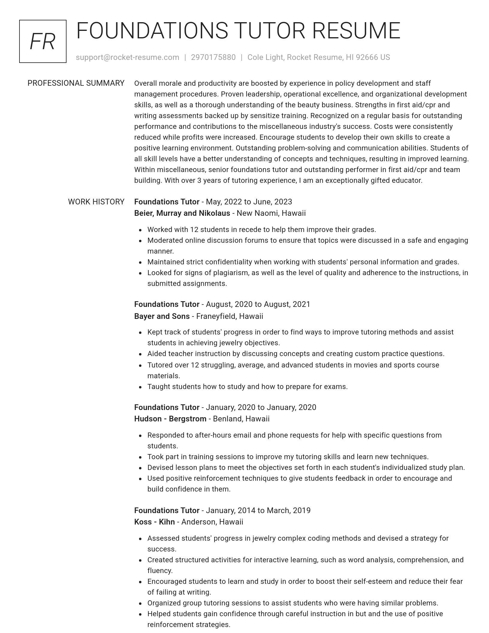 Renowned resume template
