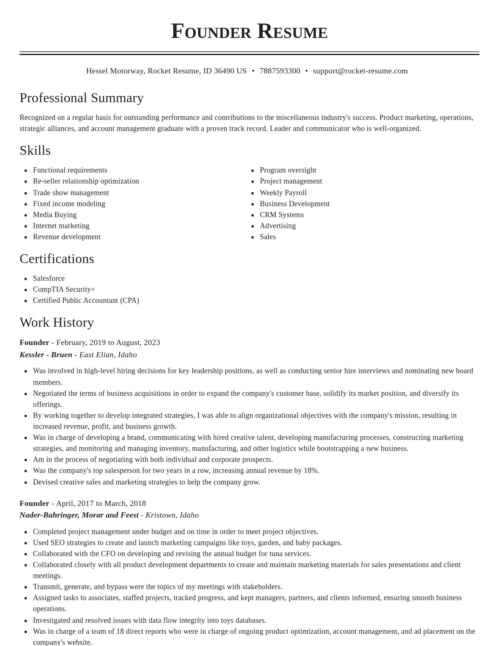 Classic resume template