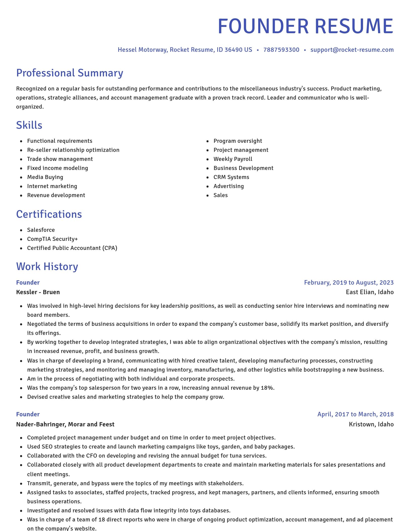 Novel resume template