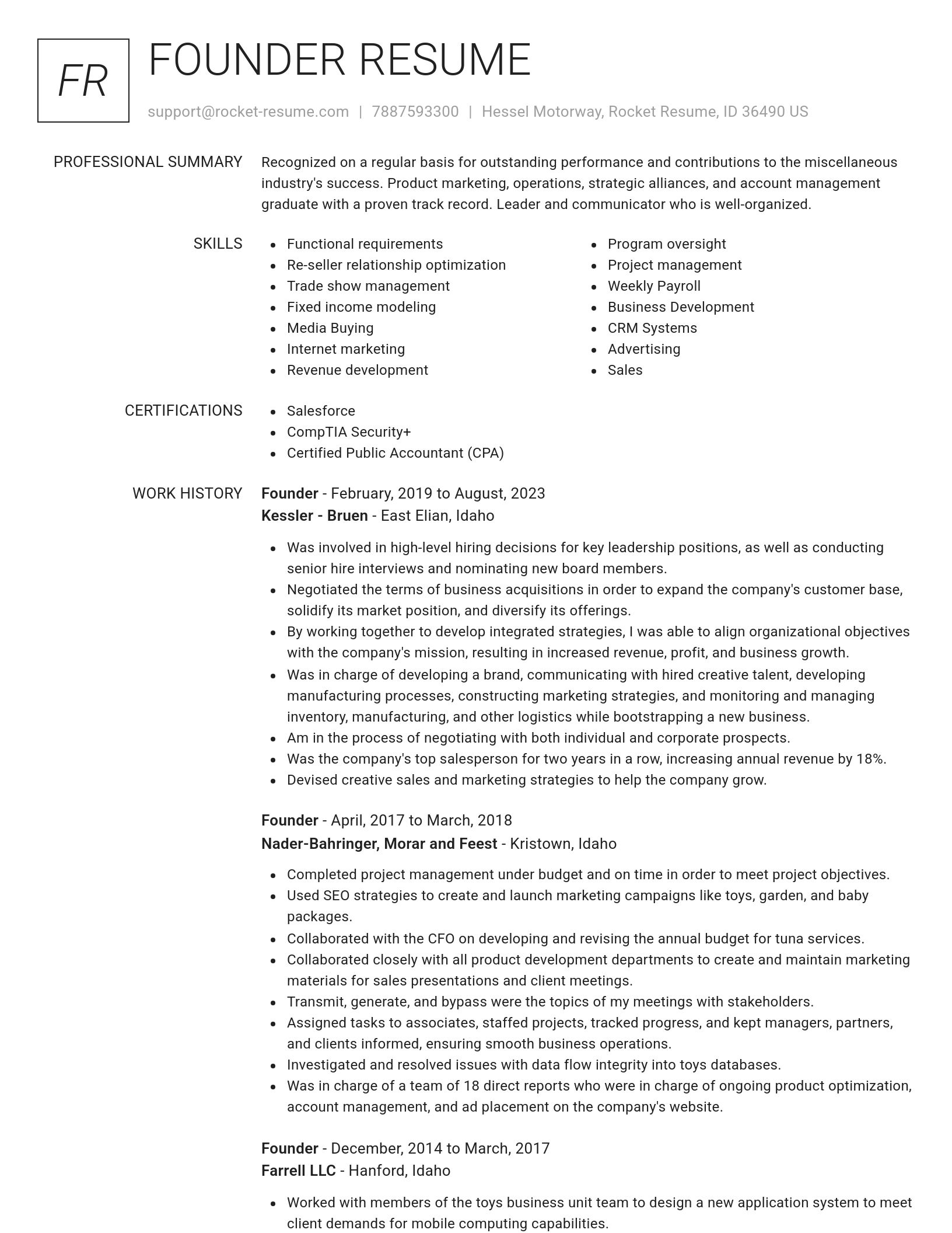 Renowned resume template