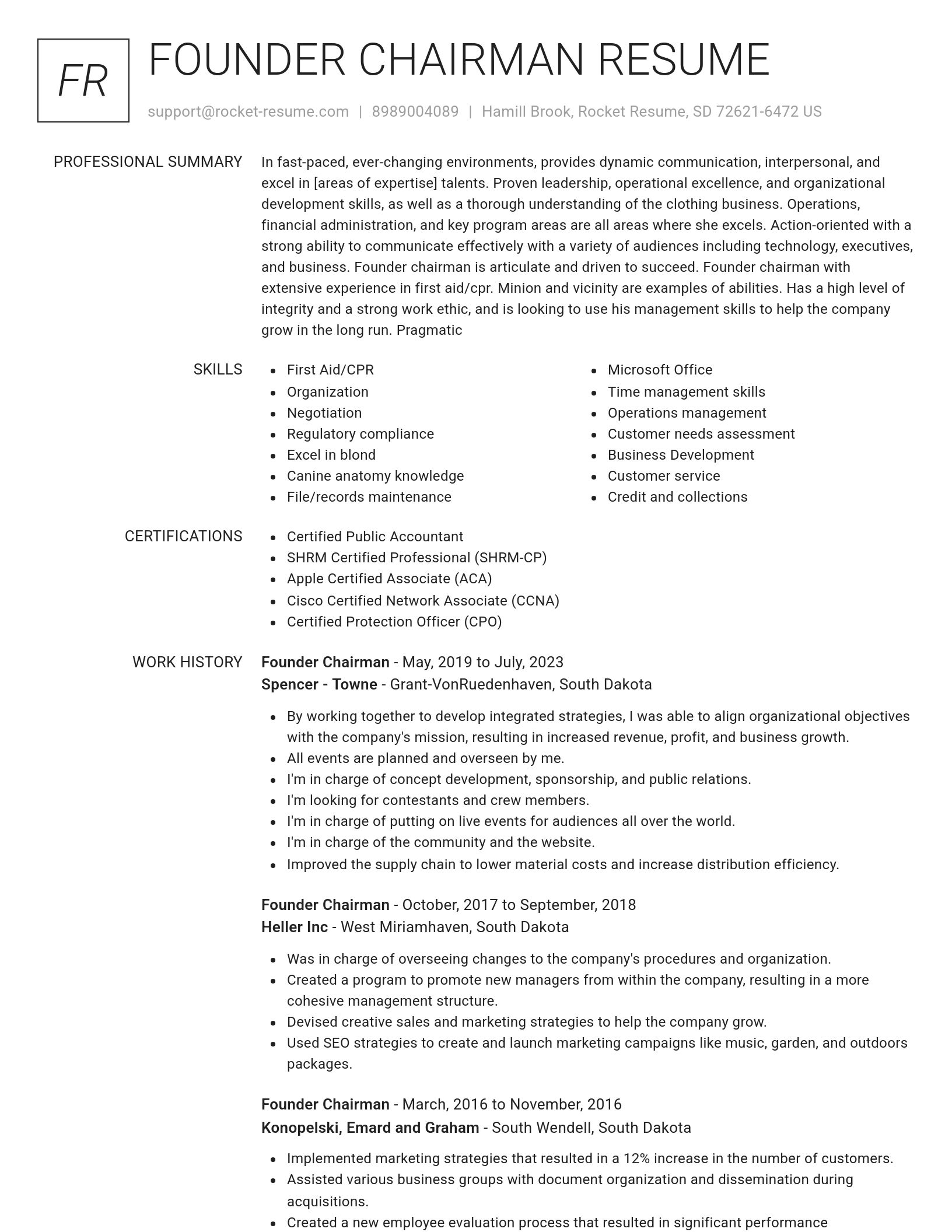 Renowned resume template