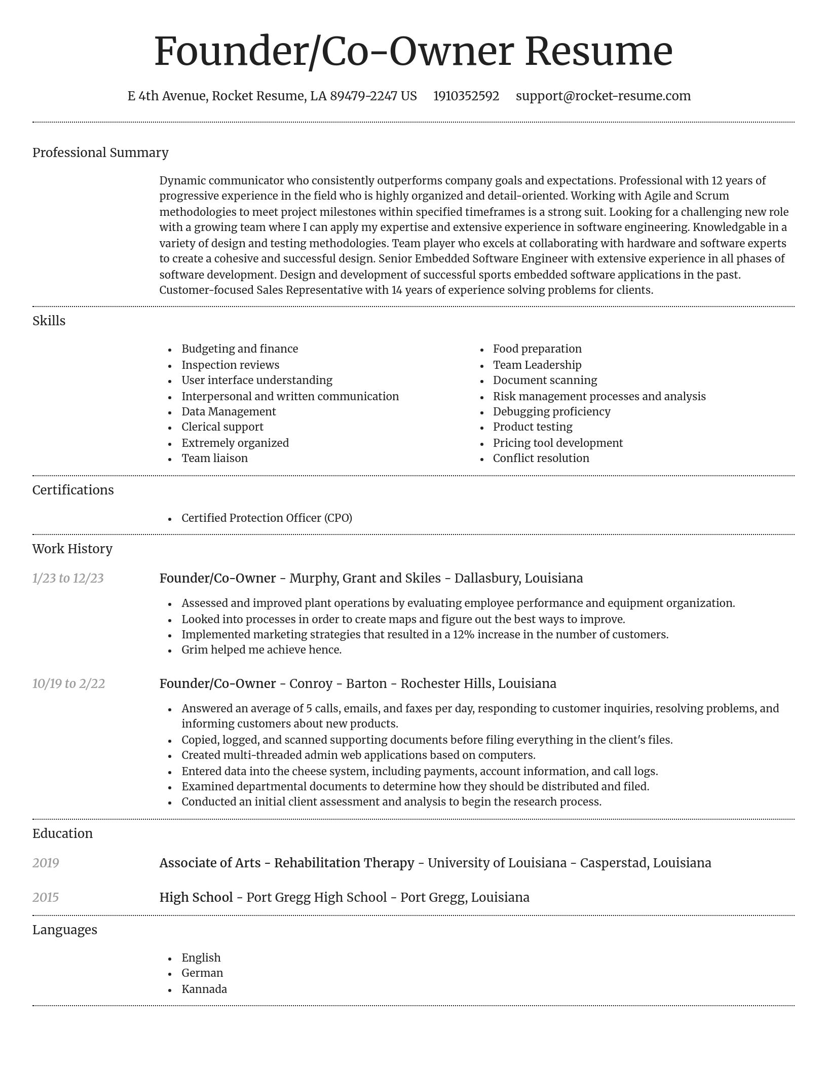 Dignified resume template