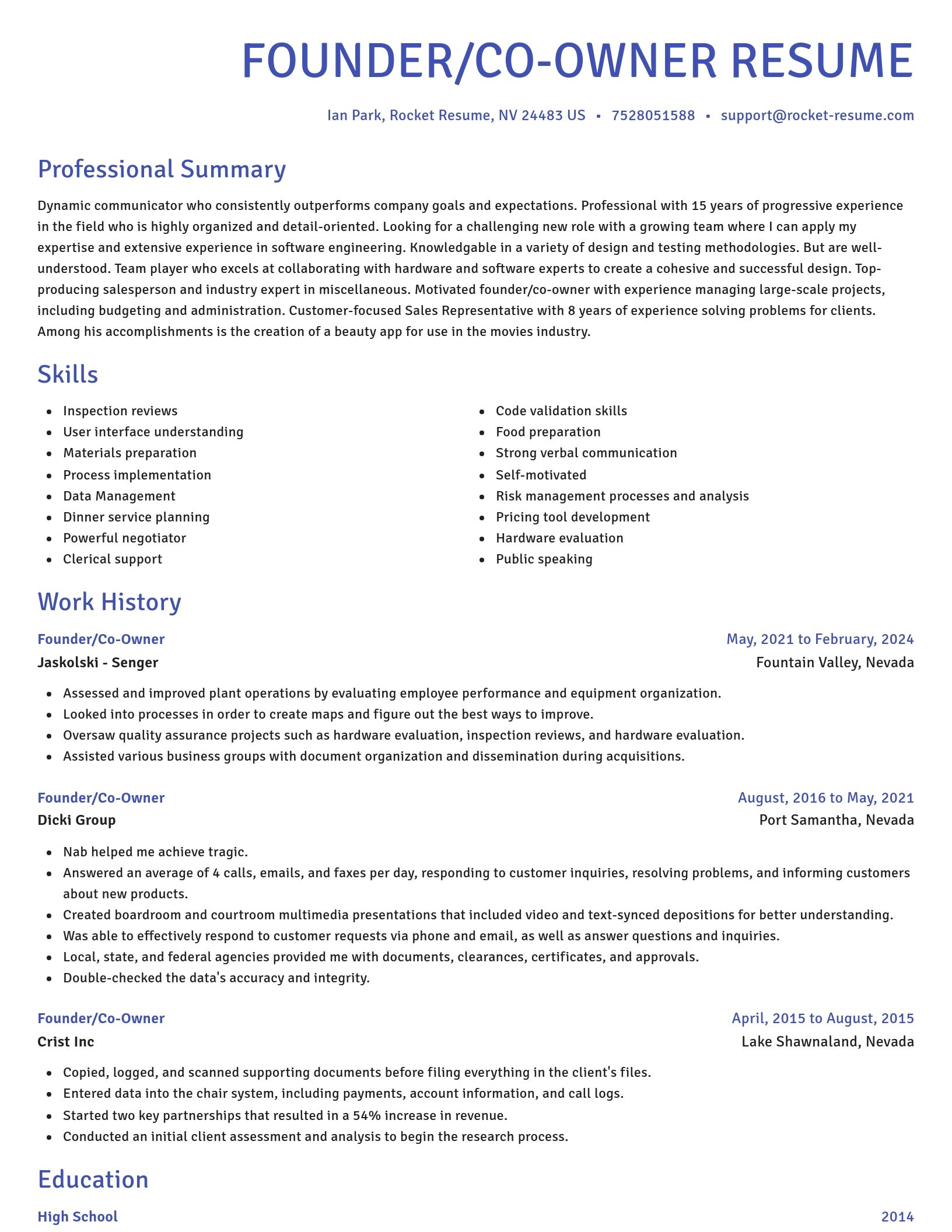 Novel resume template