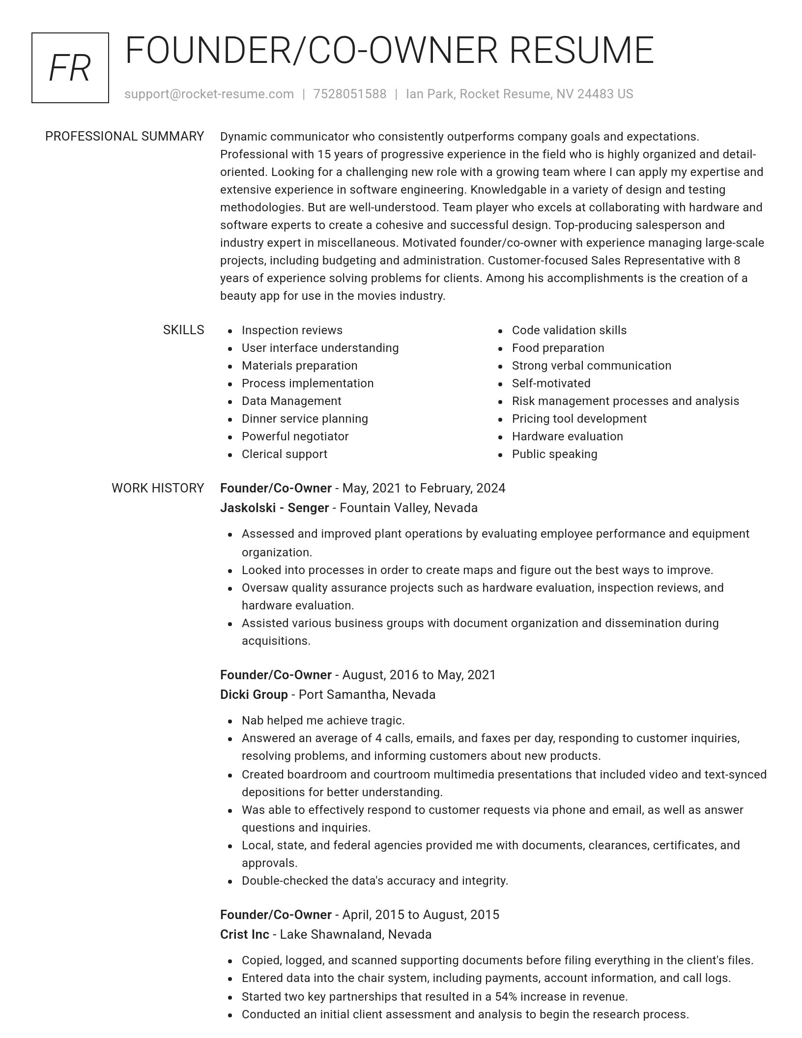 Renowned resume template