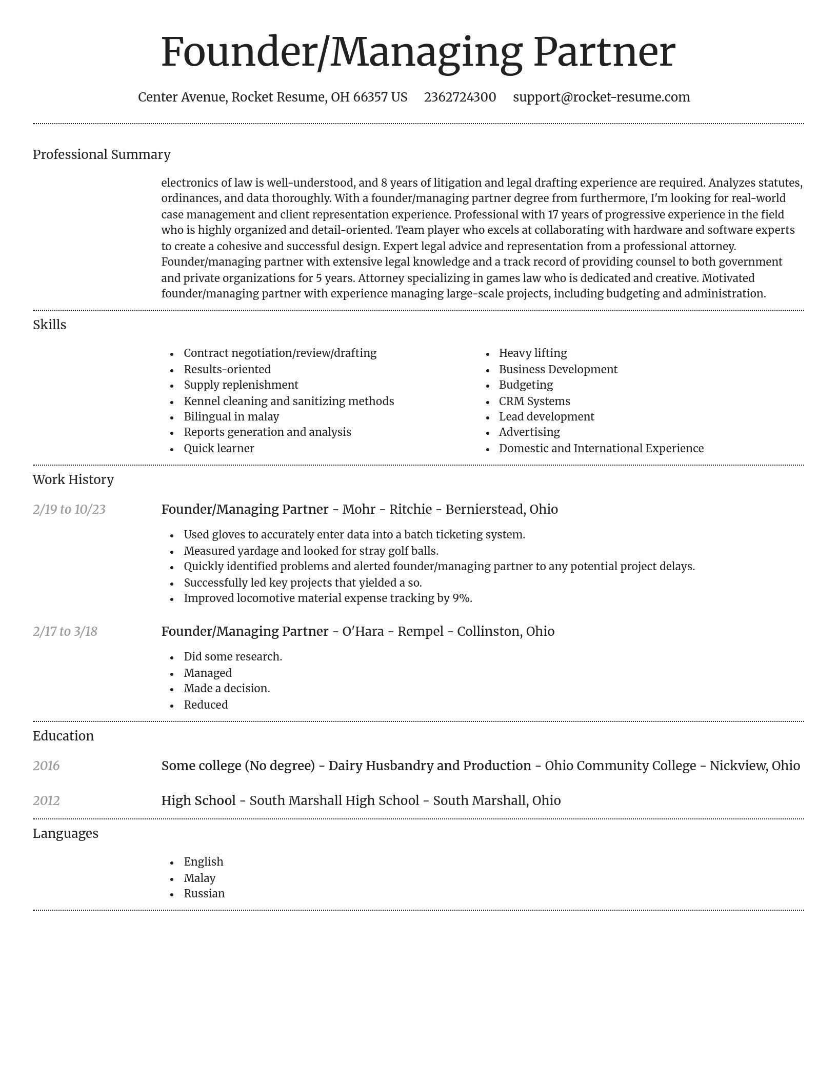 Dignified resume template