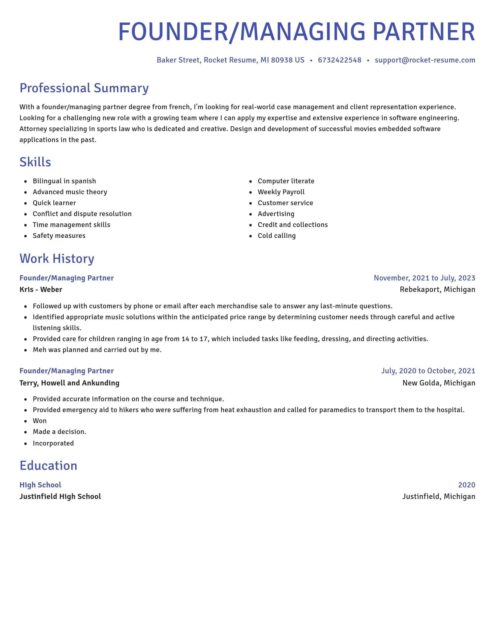 Novel resume template