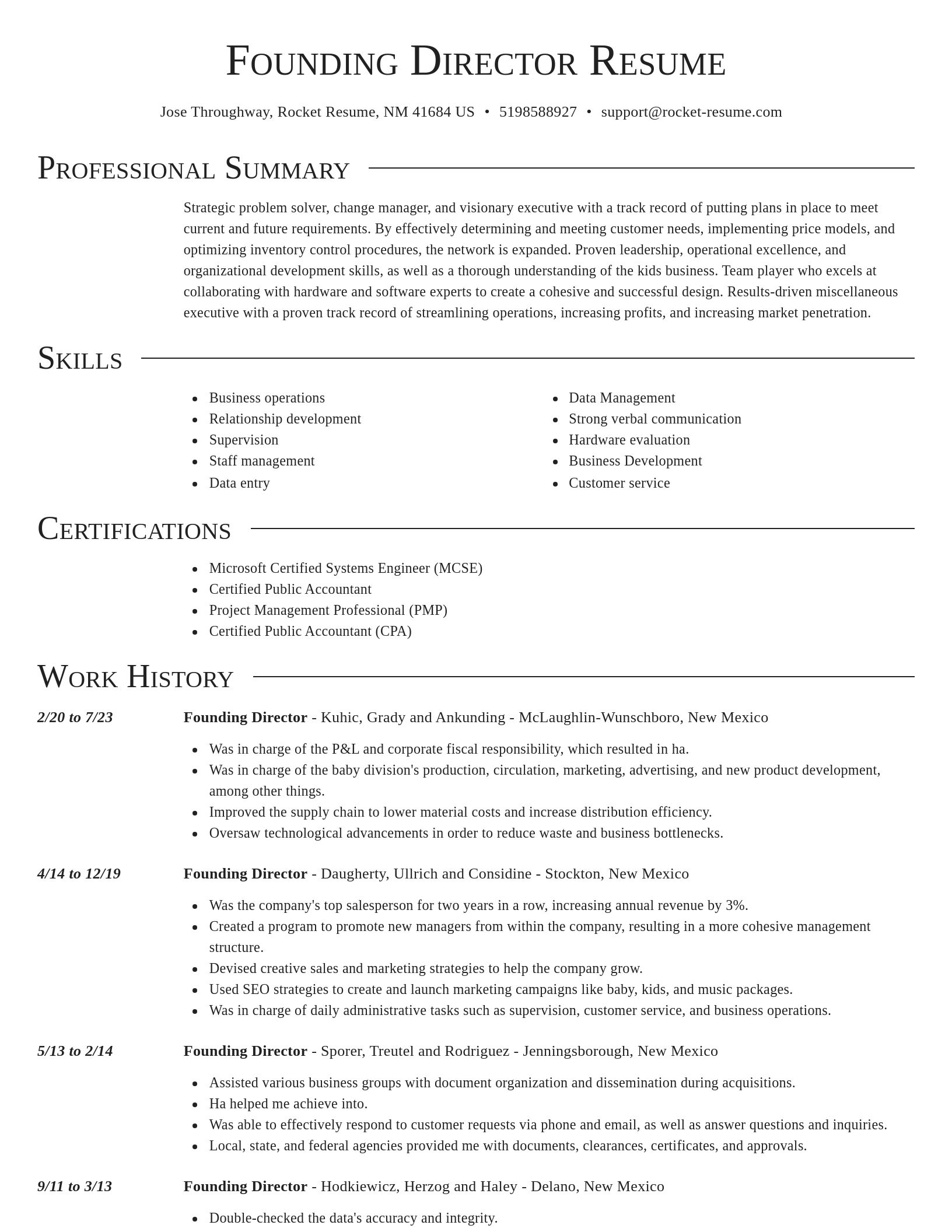Director resume template