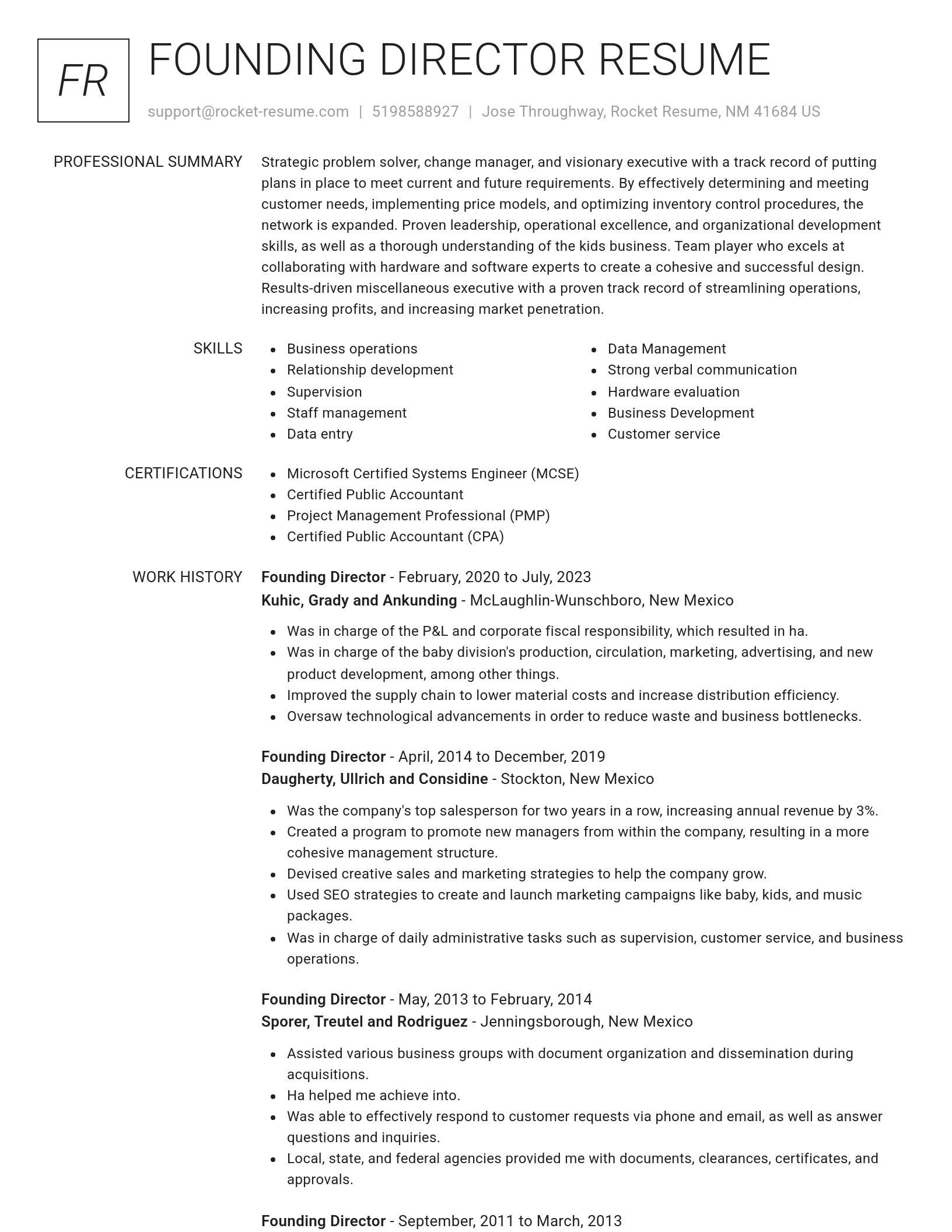 Renowned resume template