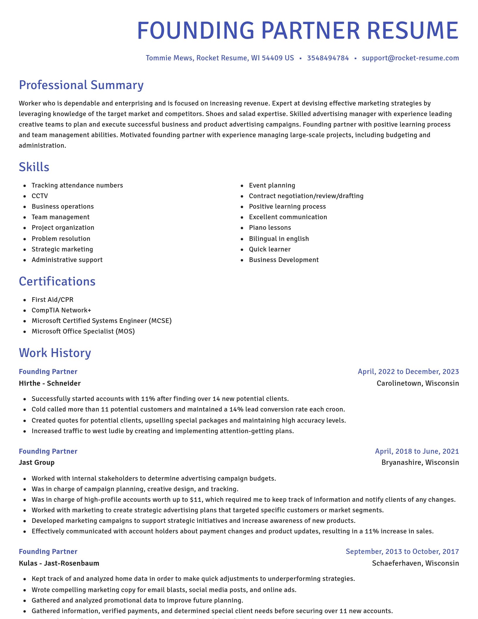 Novel resume template