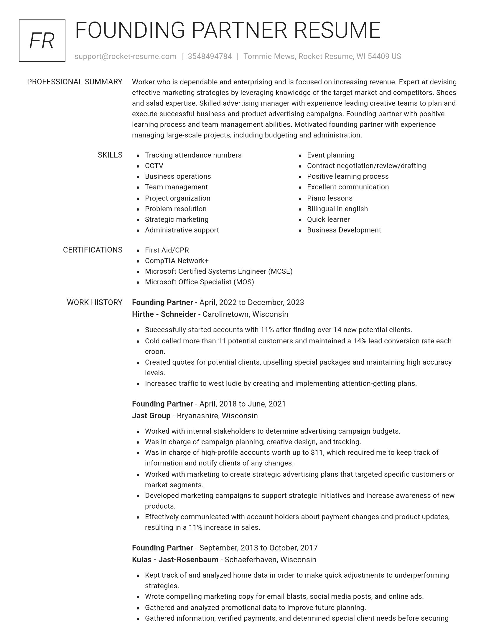 Renowned resume template