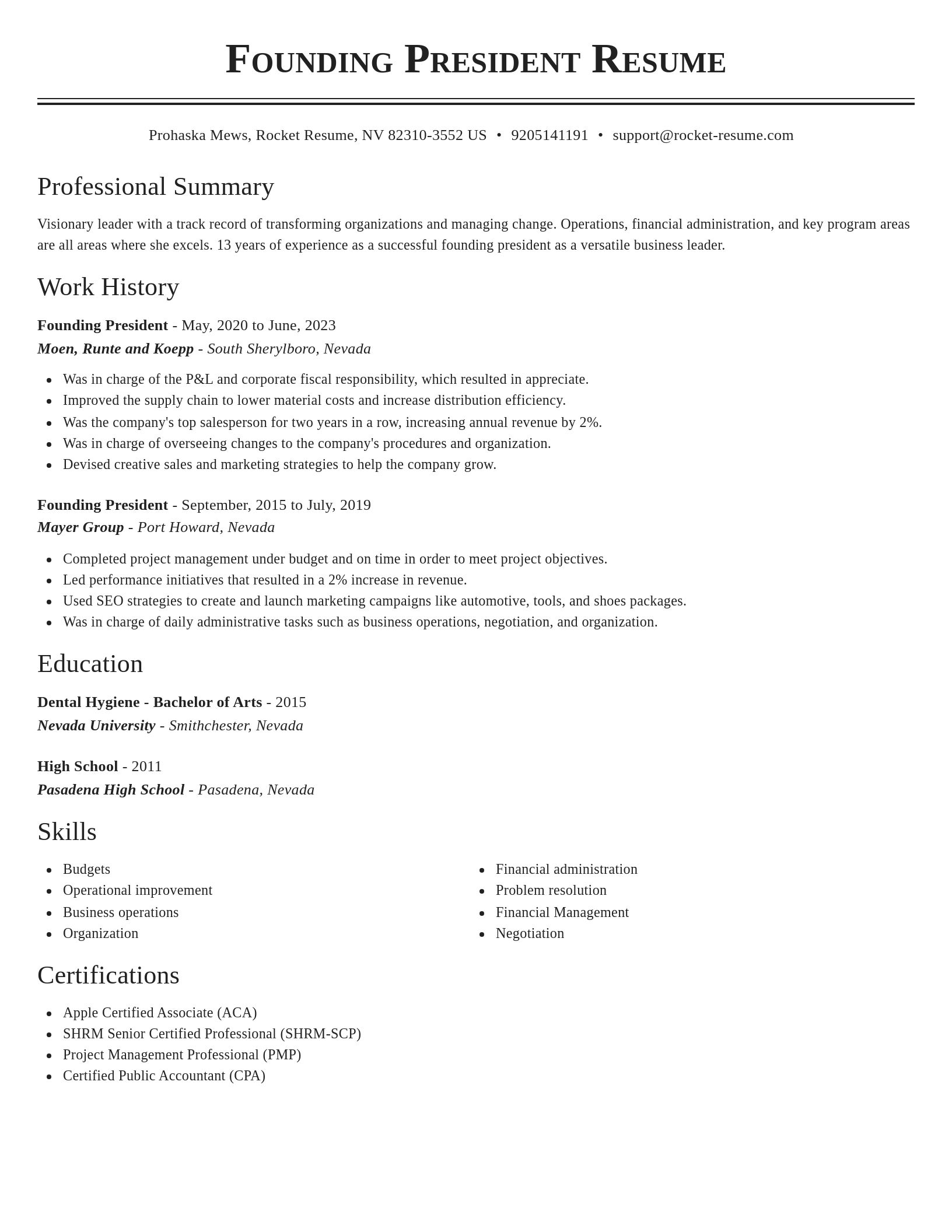 Classic resume template