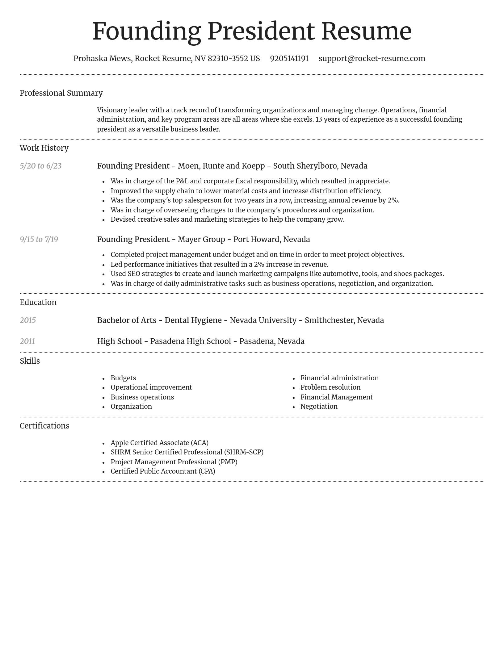 Dignified resume template