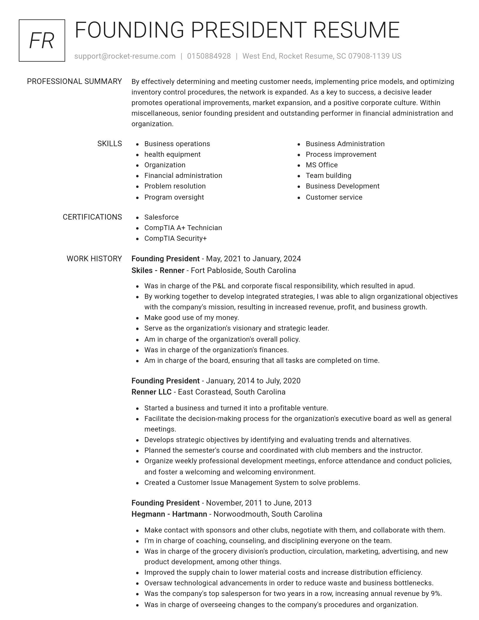 Renowned resume template