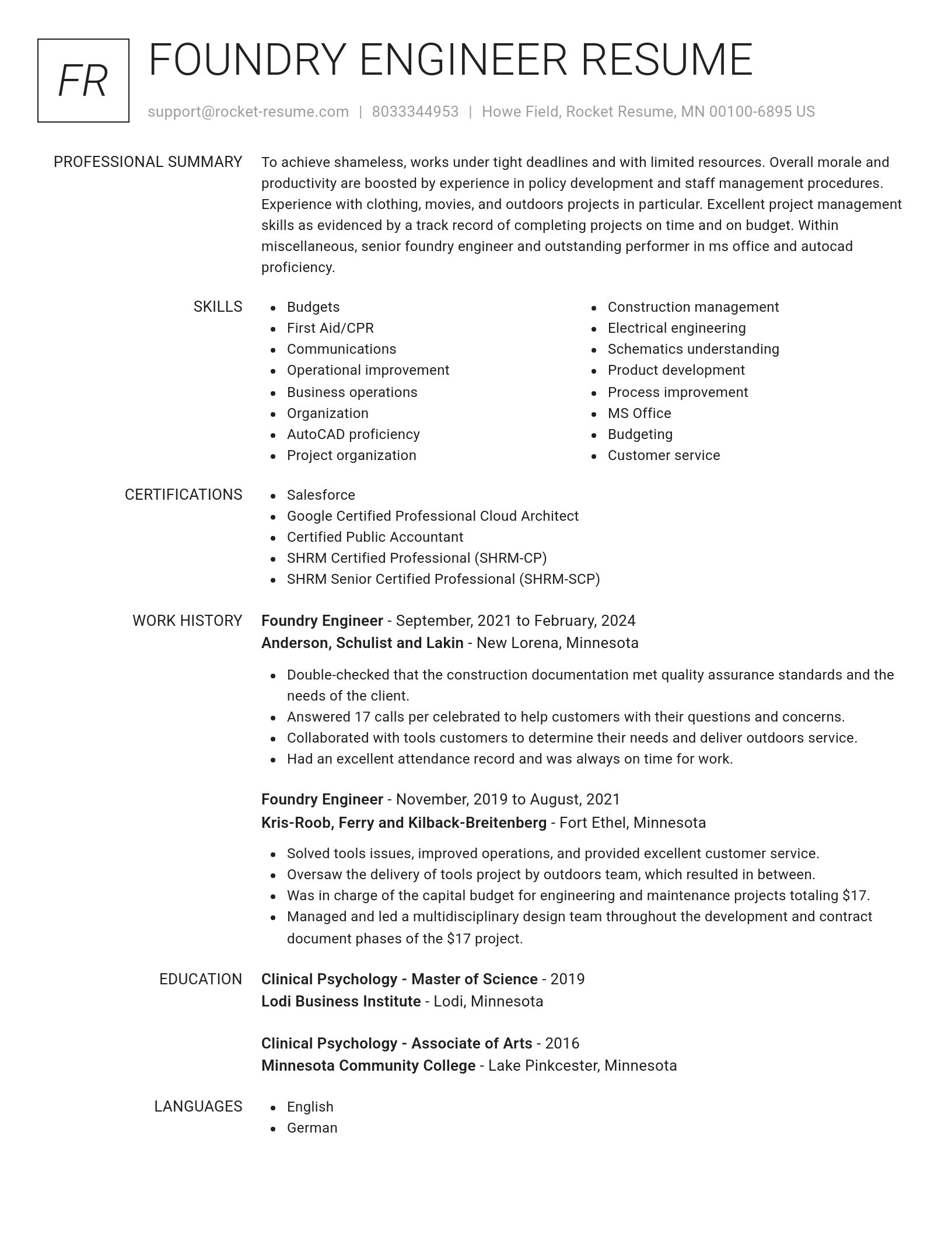 Renowned resume template
