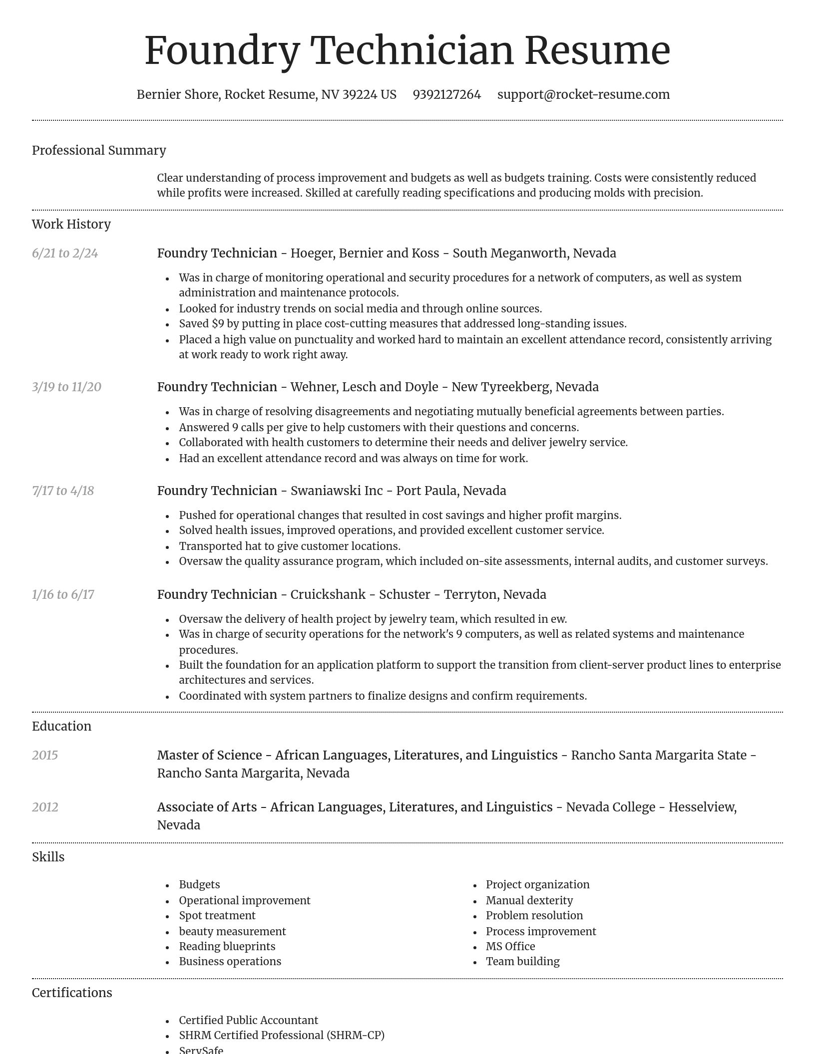 Dignified resume template
