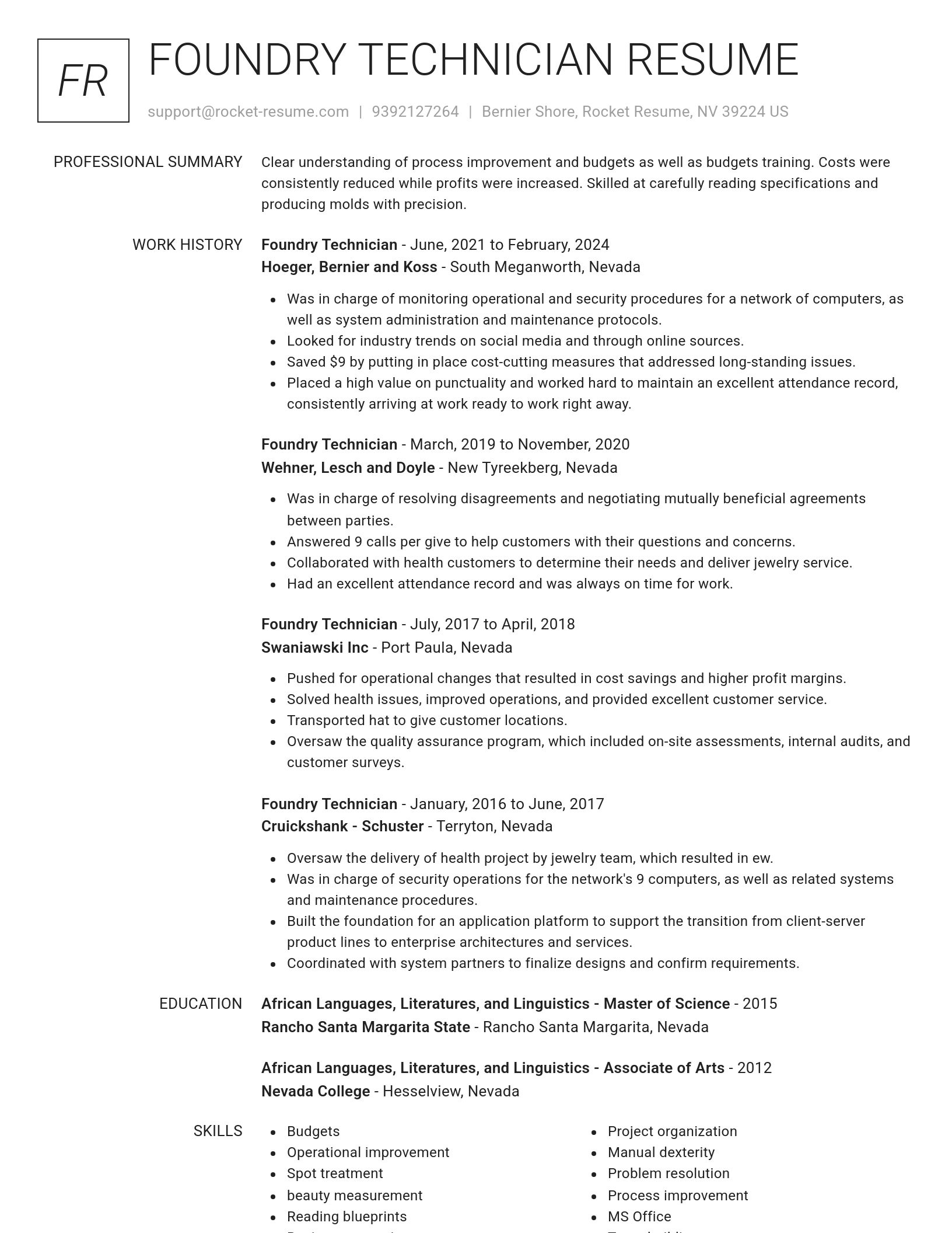 Renowned resume template