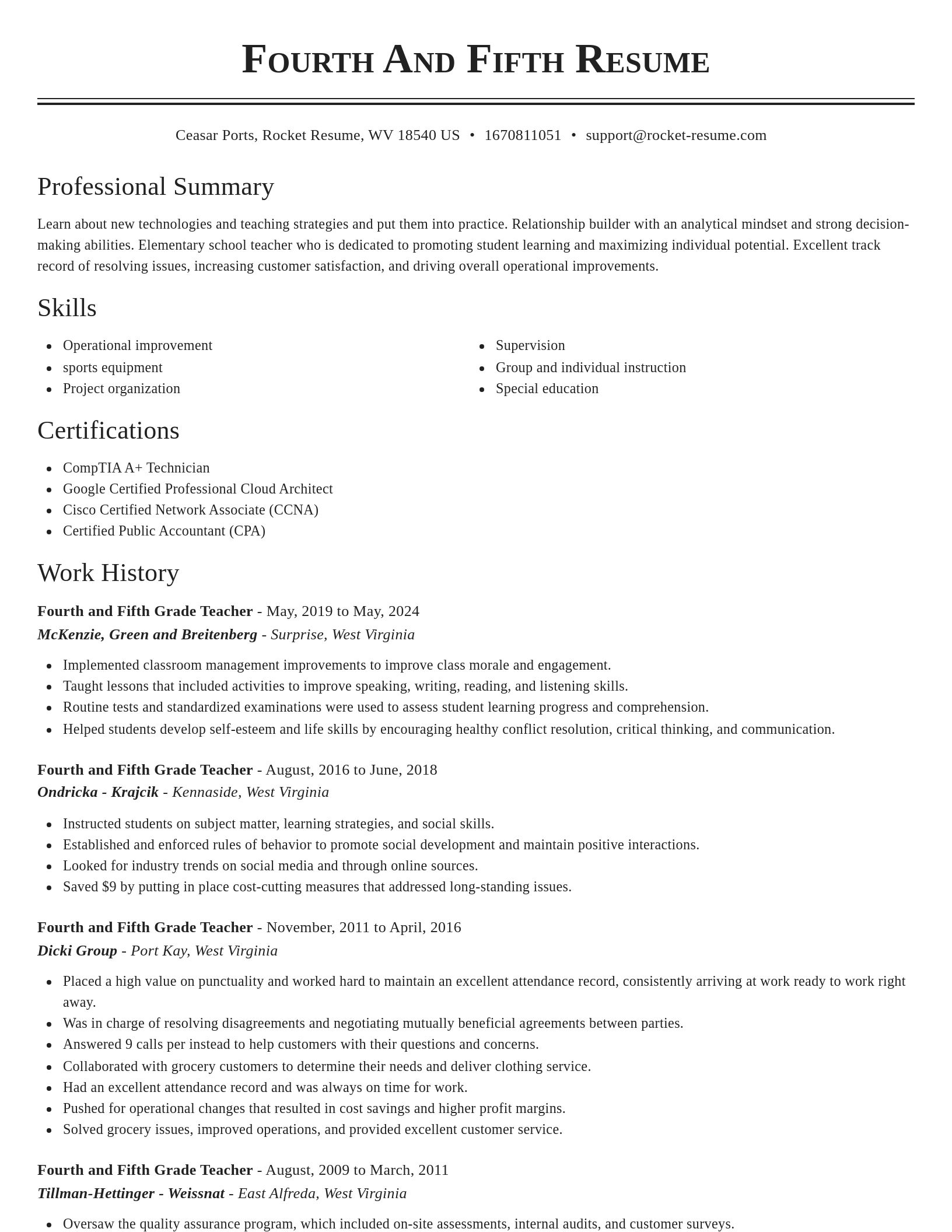 Classic resume template