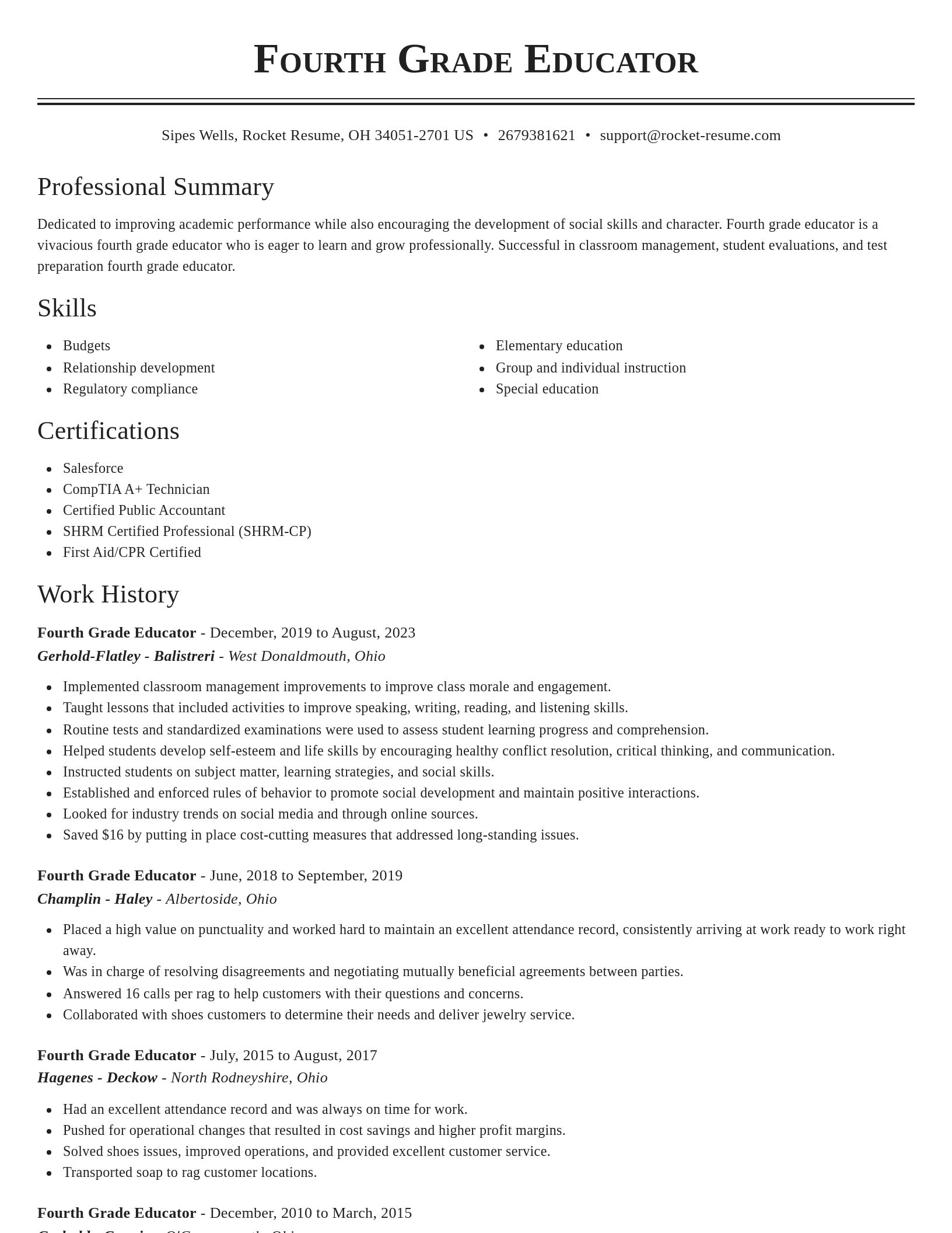 Classic resume template