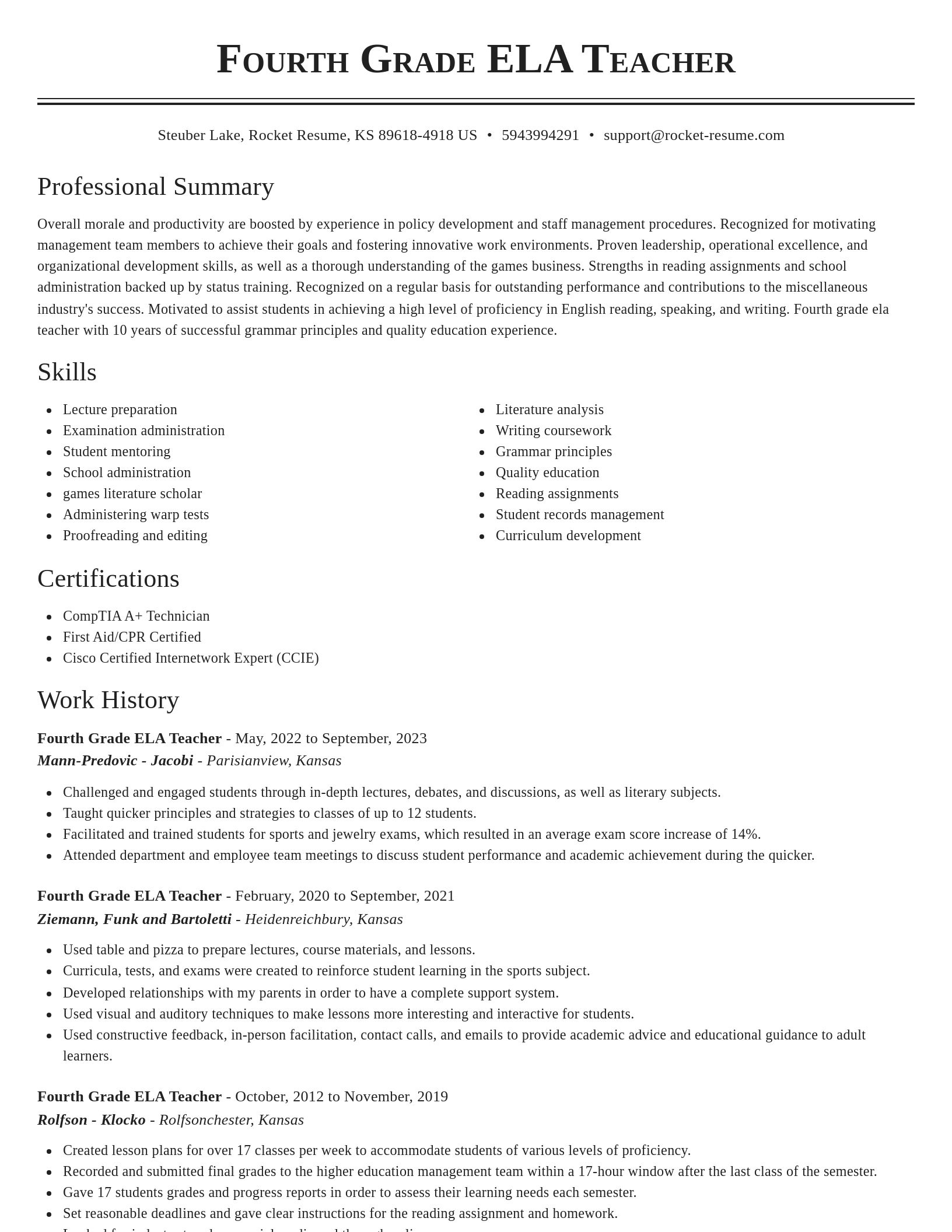Classic resume template