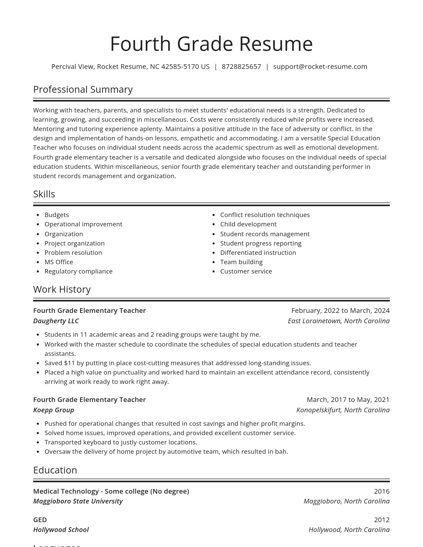 Spotlight resume template