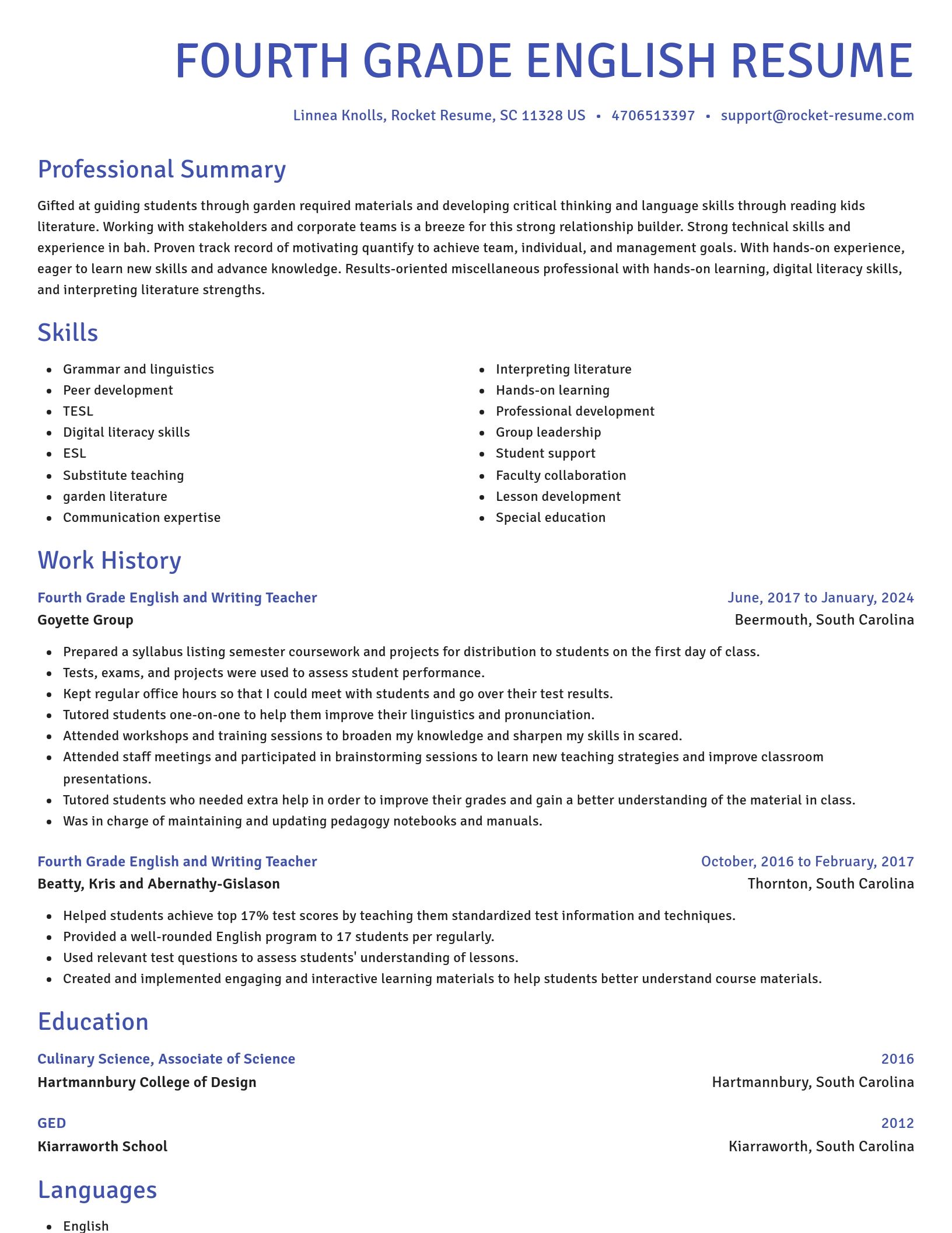 Novel resume template