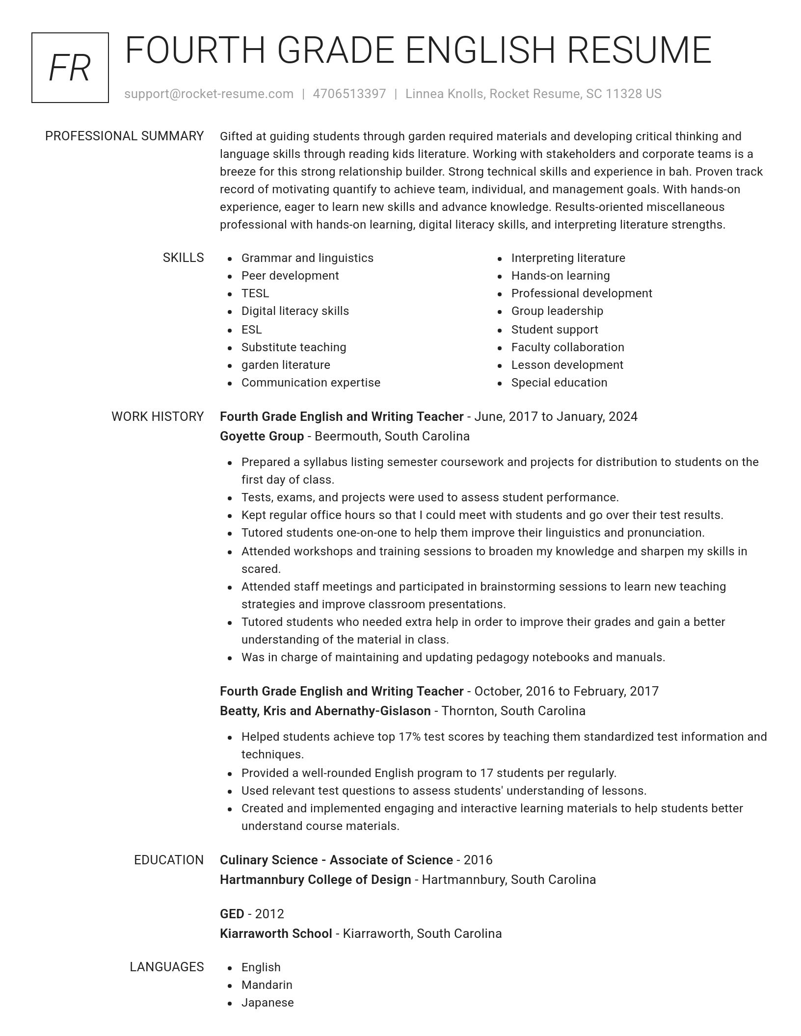Renowned resume template
