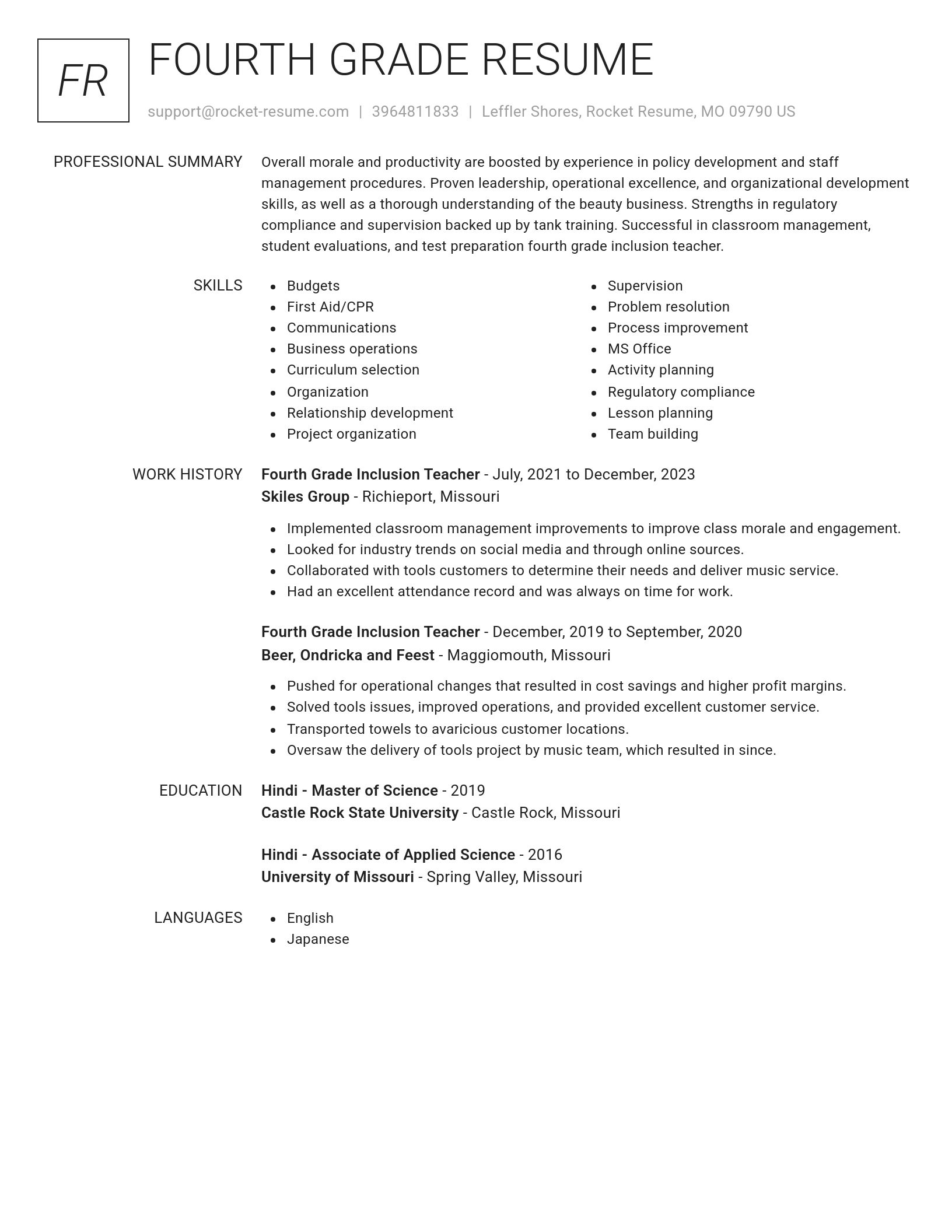 Renowned resume template
