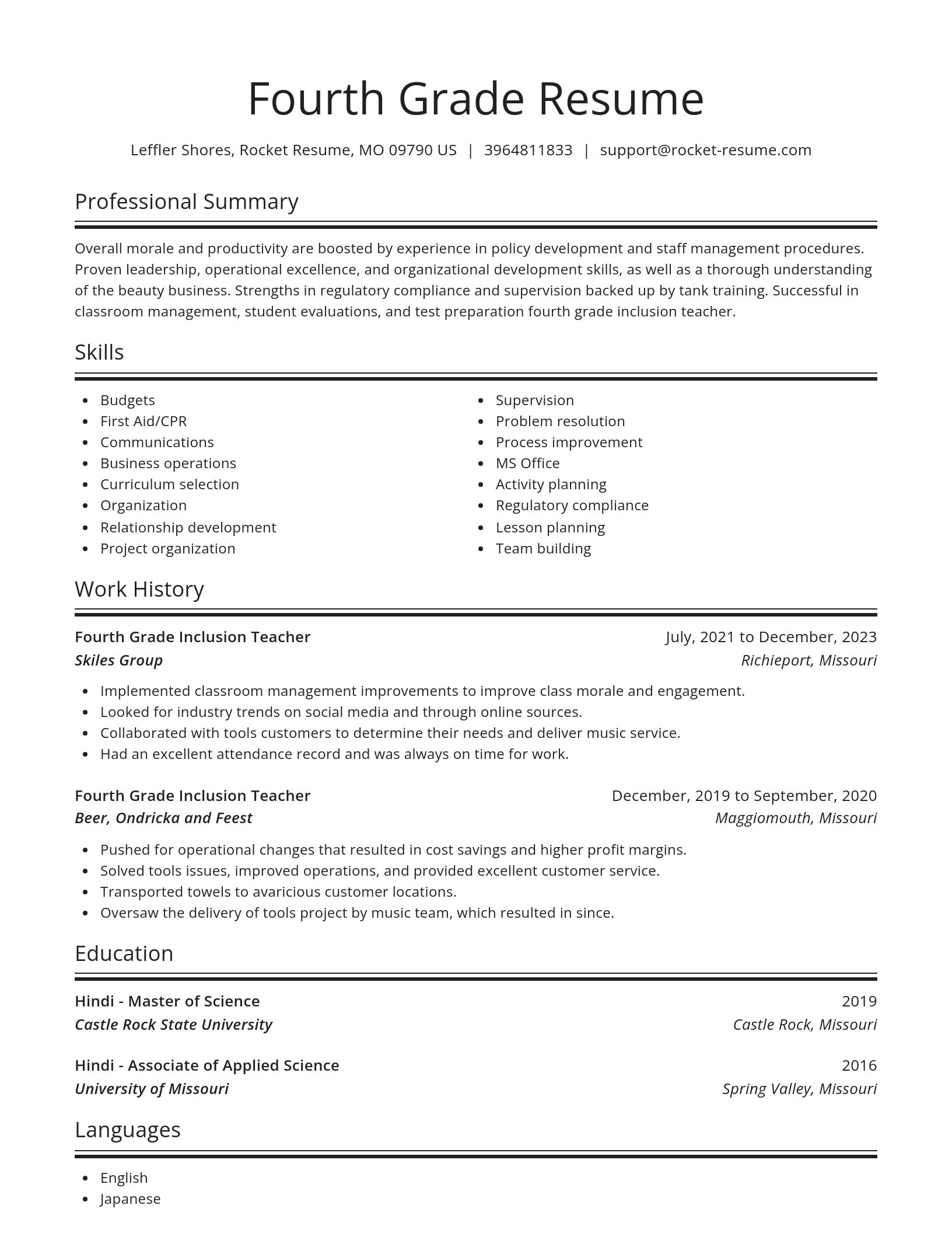 Spotlight resume template