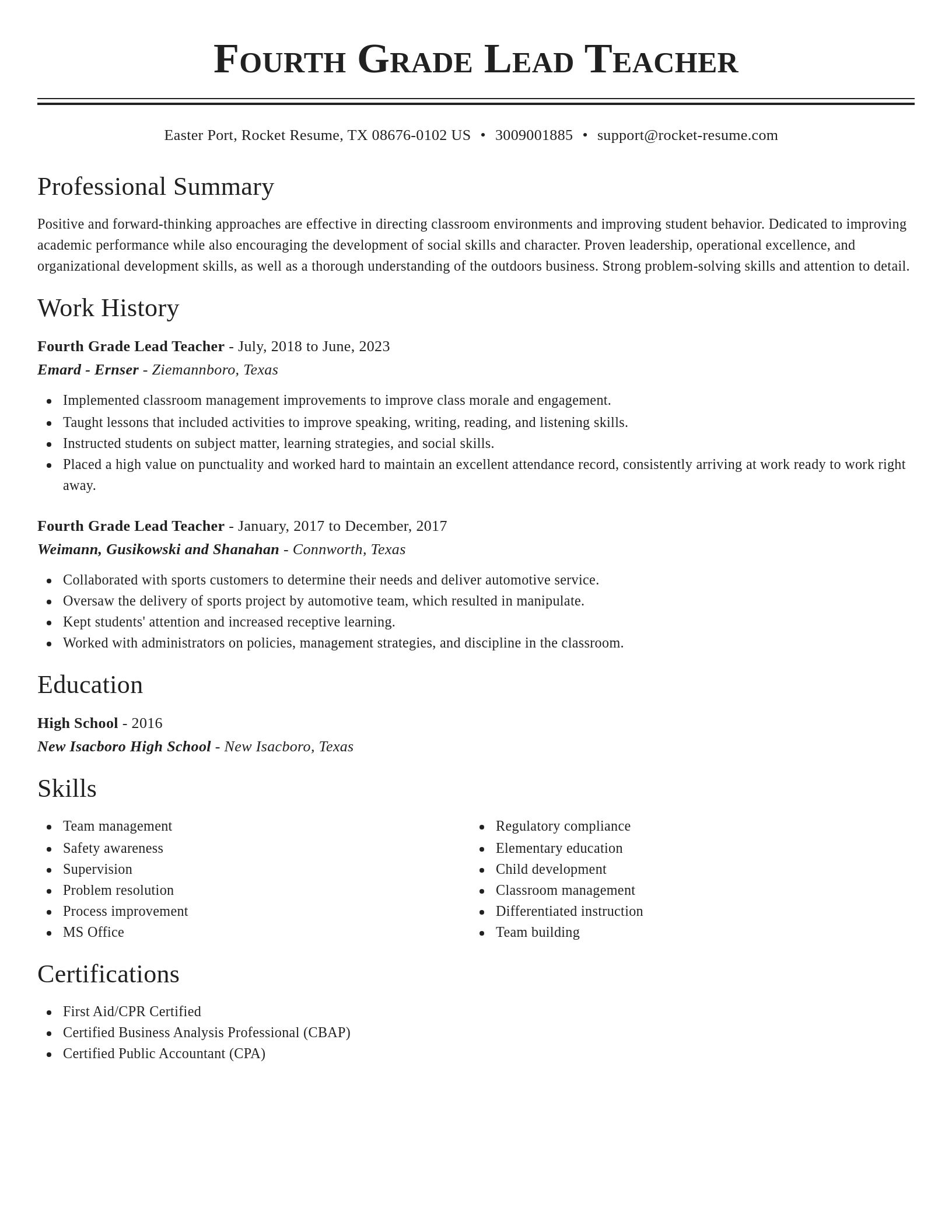 Classic resume template